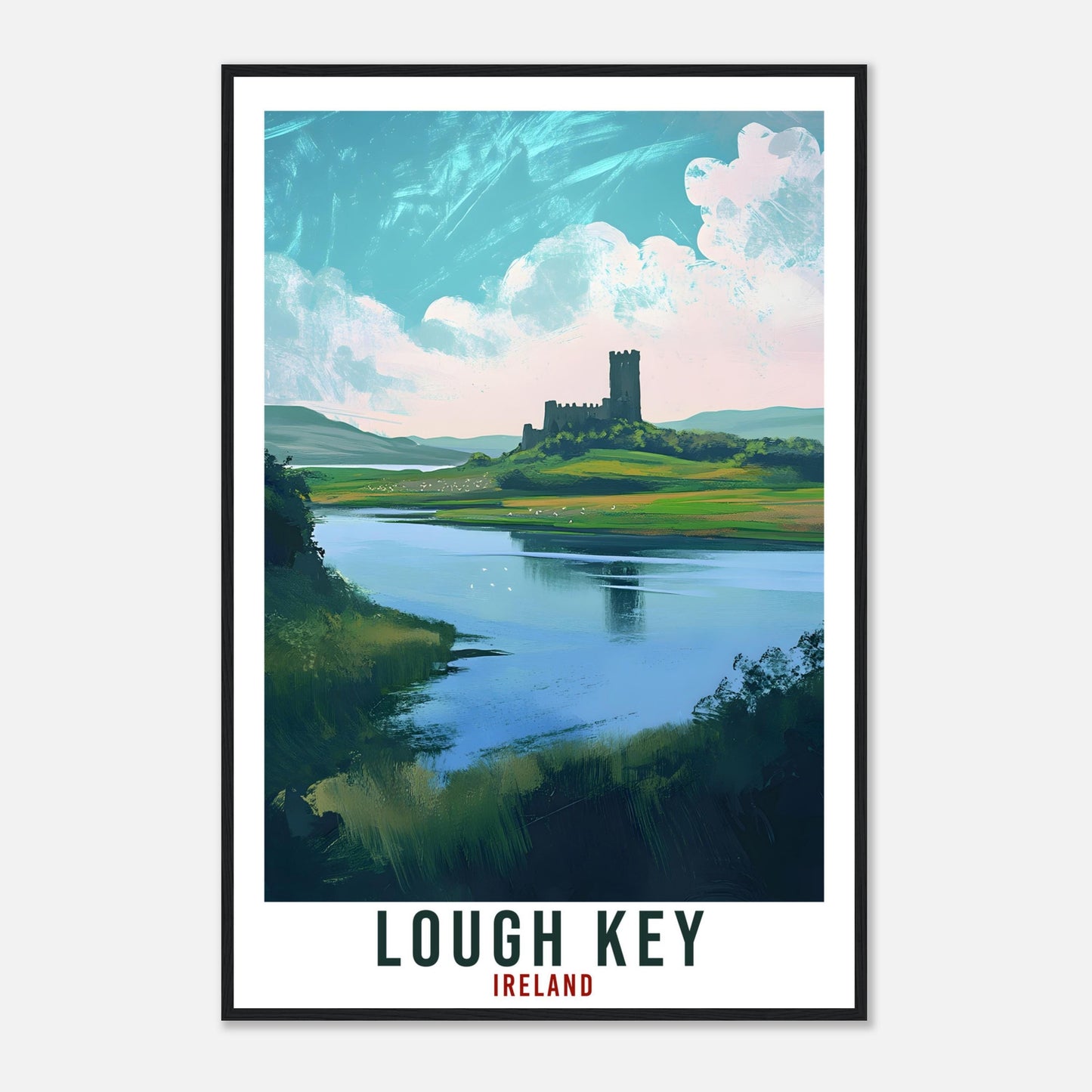 Lough Key Travel Print Ireland Home Decor Lough Key Wall Art Gift Wall Hanging Art Lover Lough Key Irish Artwork Travel Poster Ireland Art