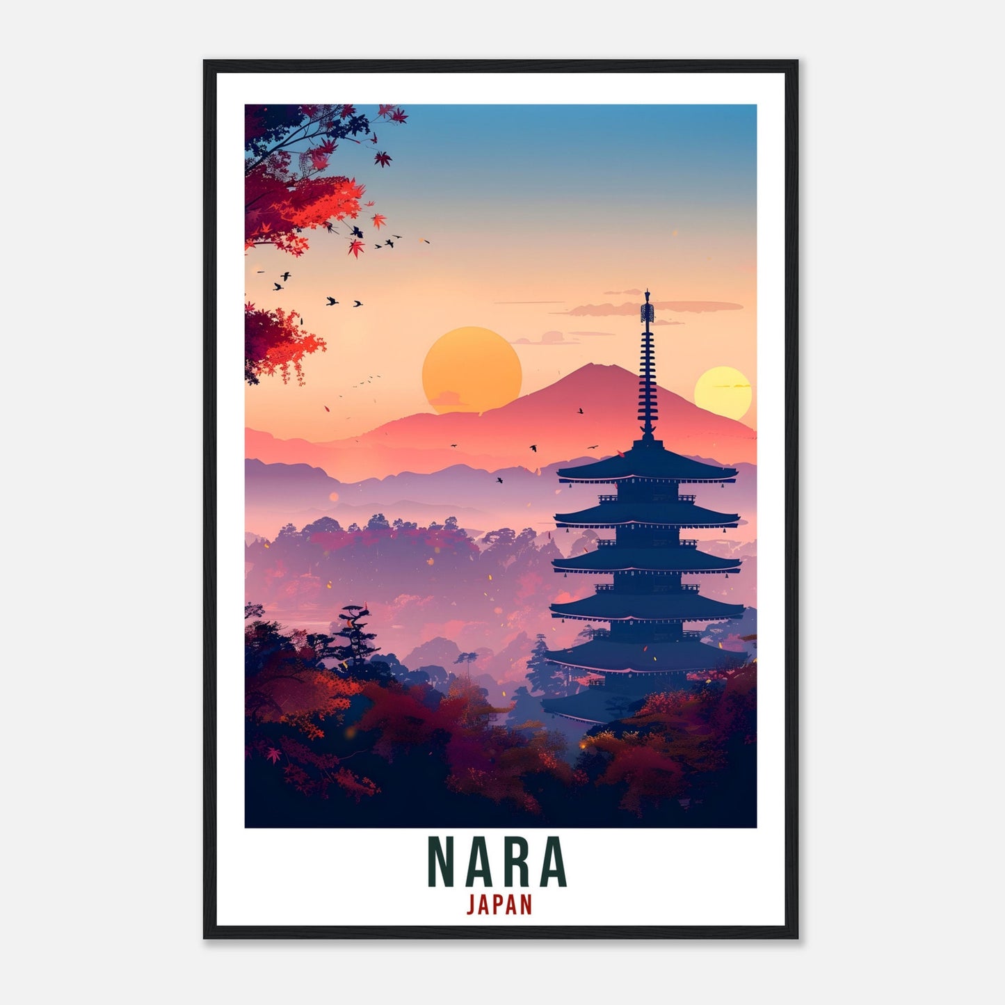 Nara Travel Print Japan Nara Home Decoration Wall Art Gift Wall Hanging Art Lover Japanese Artwork Japan Nara Travel Poster Cityscape Print