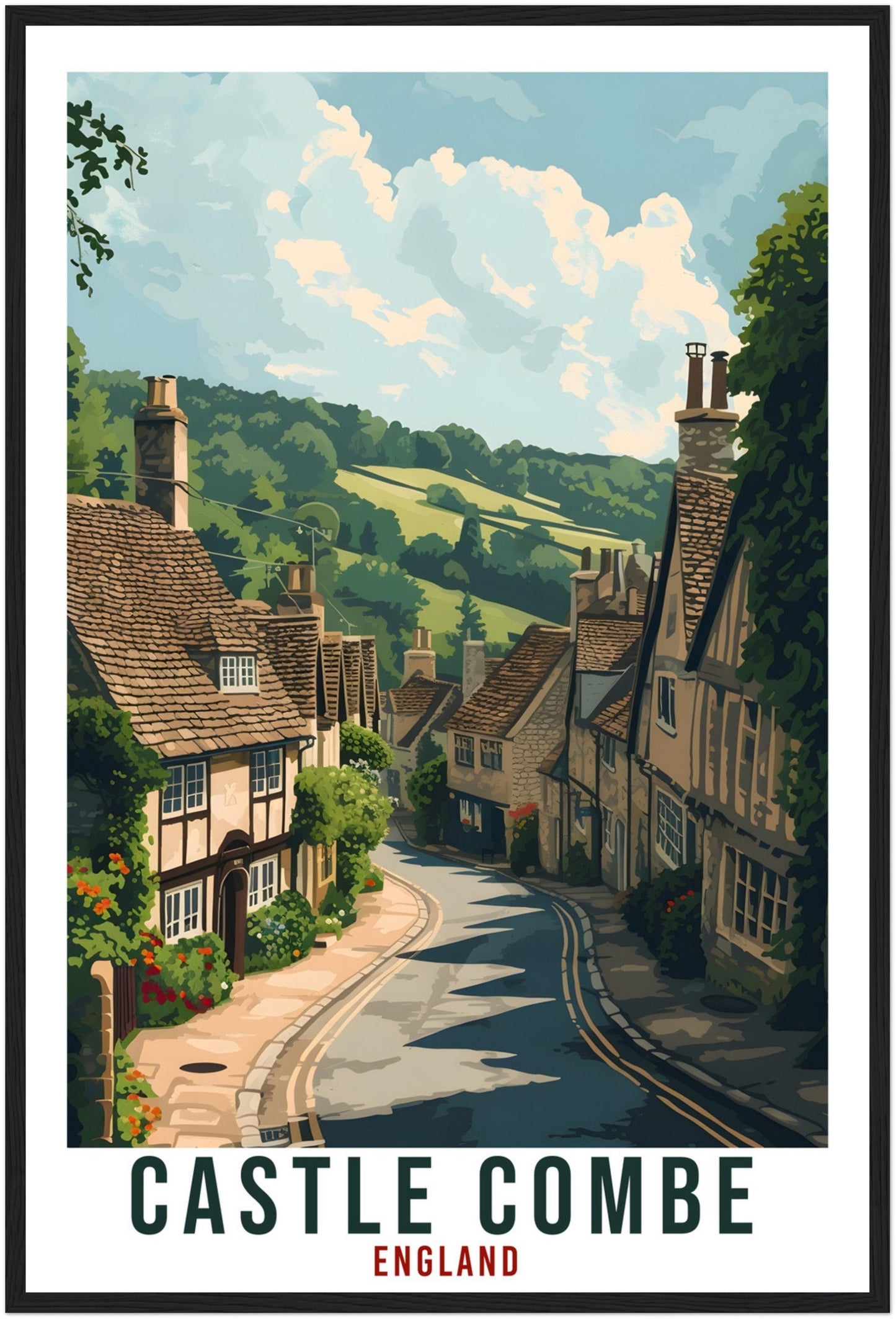 Castle Combe Travel Print England Wall Art England Wall Hanging Home Décor Gift Art Lovers English Artwork Gift Print Castle Combe Poster