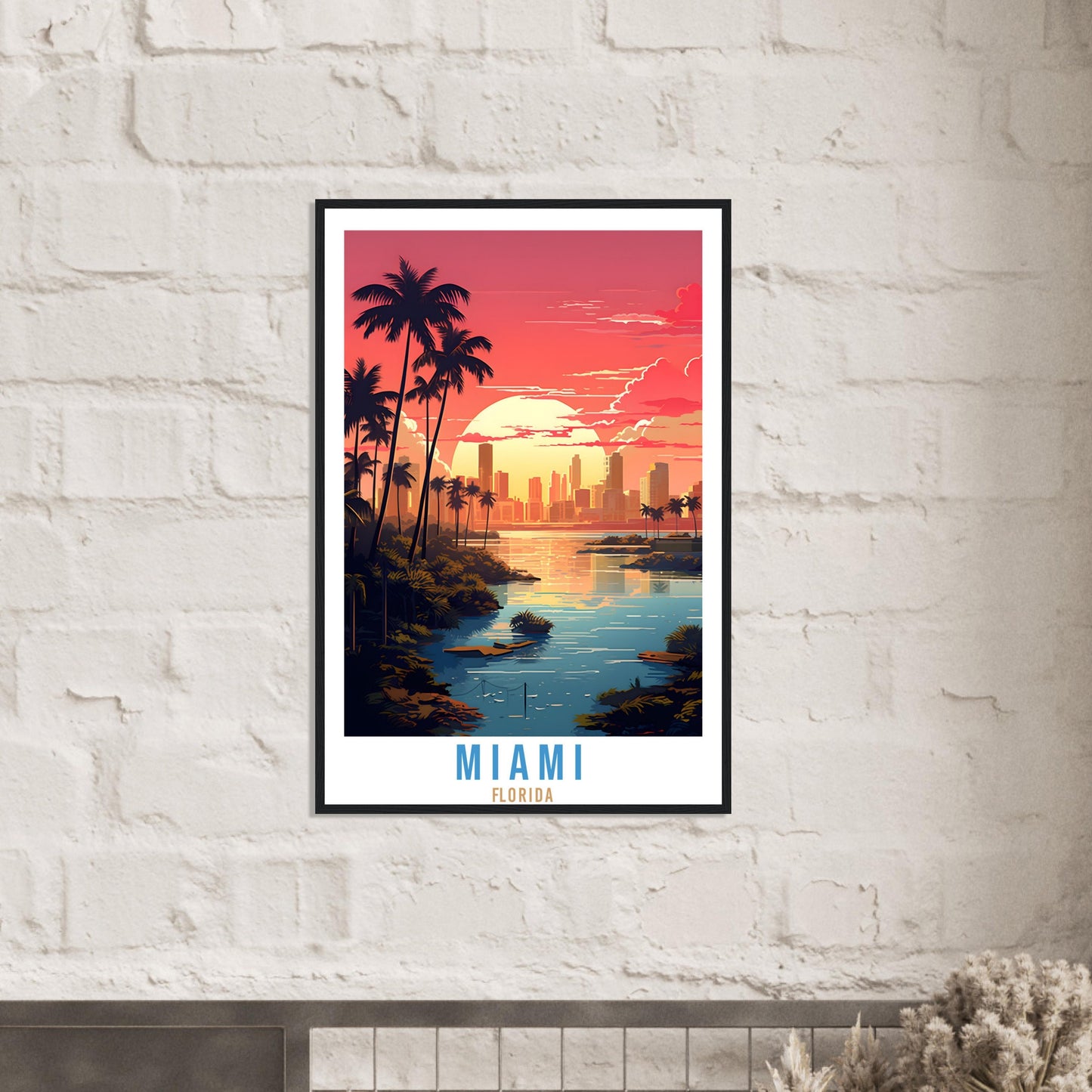 Miami Florida Travel Print Wall Miami Sunset Wall Hanging Travel Poster Miami City Landscape Florida Home Decor Florida Gift Travel Art