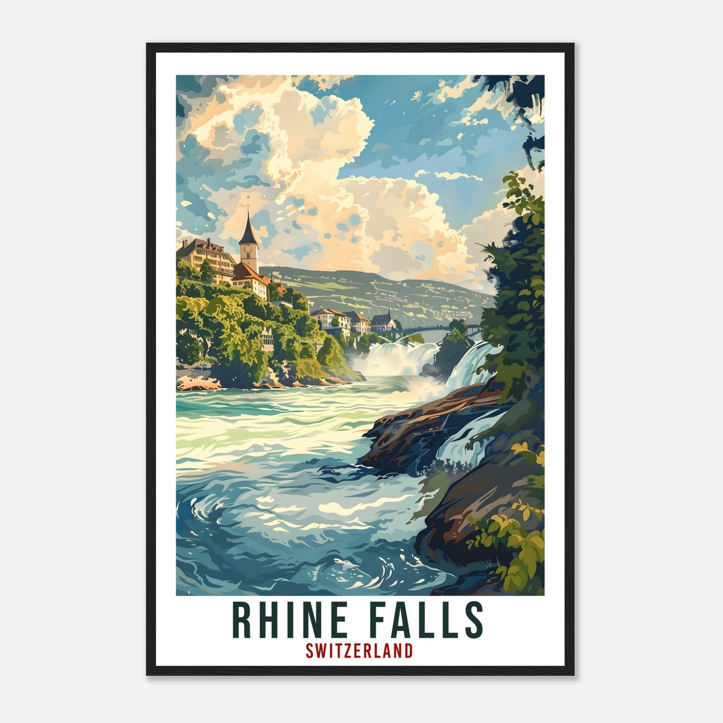 Rhine Falls Travel Print Swiss Wall Art Wall Hanging Home Décor Rhine Fall Gift Art Lovers Gift Switzerland Artwork Gift Swiss Travel Poster