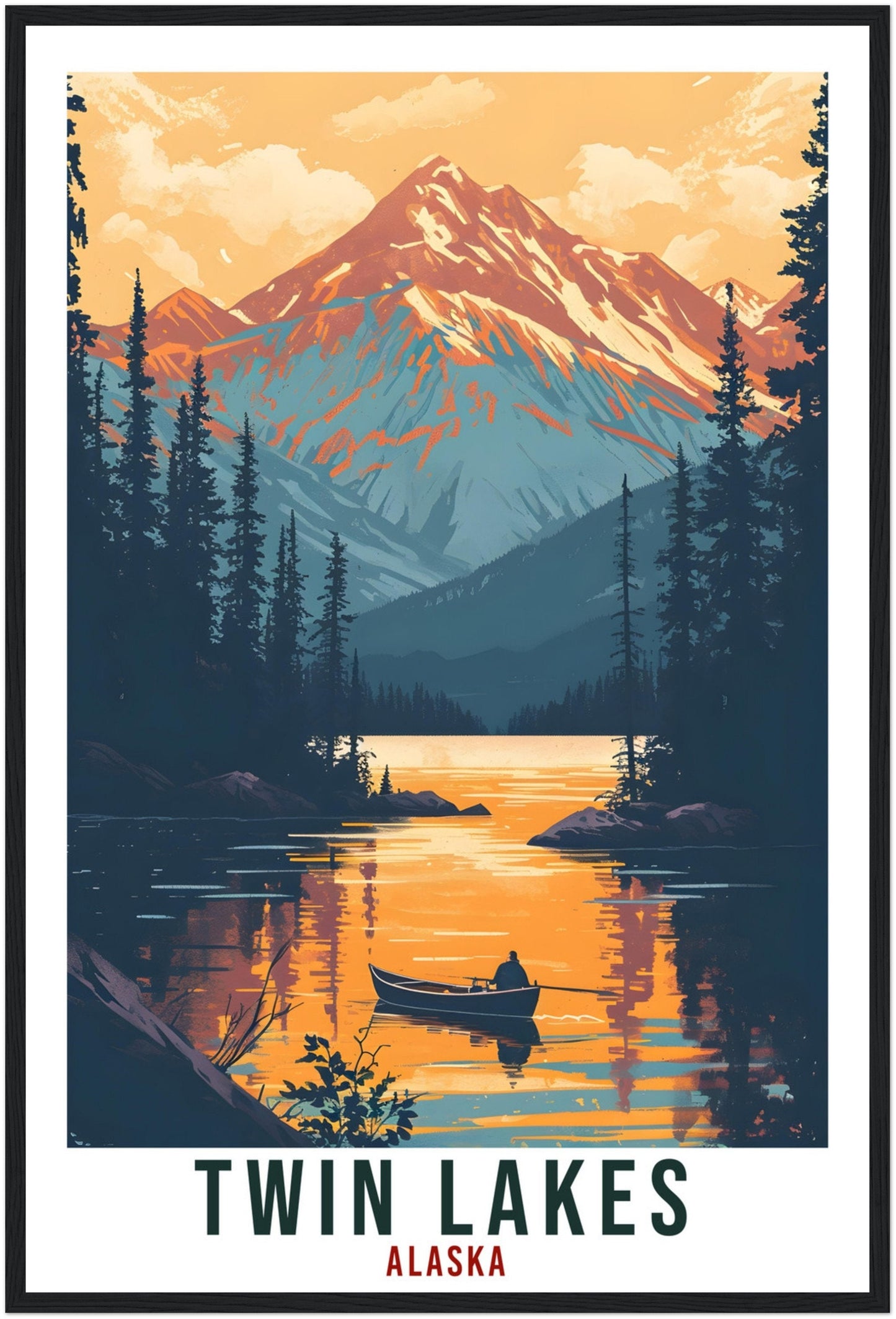 Twin Lakes Travel Print Alaska Home Decoration USA City Wall Art Gift Wall Hanging Art Lover Alaska Artwork Twin Lakes Nature Travel Poster