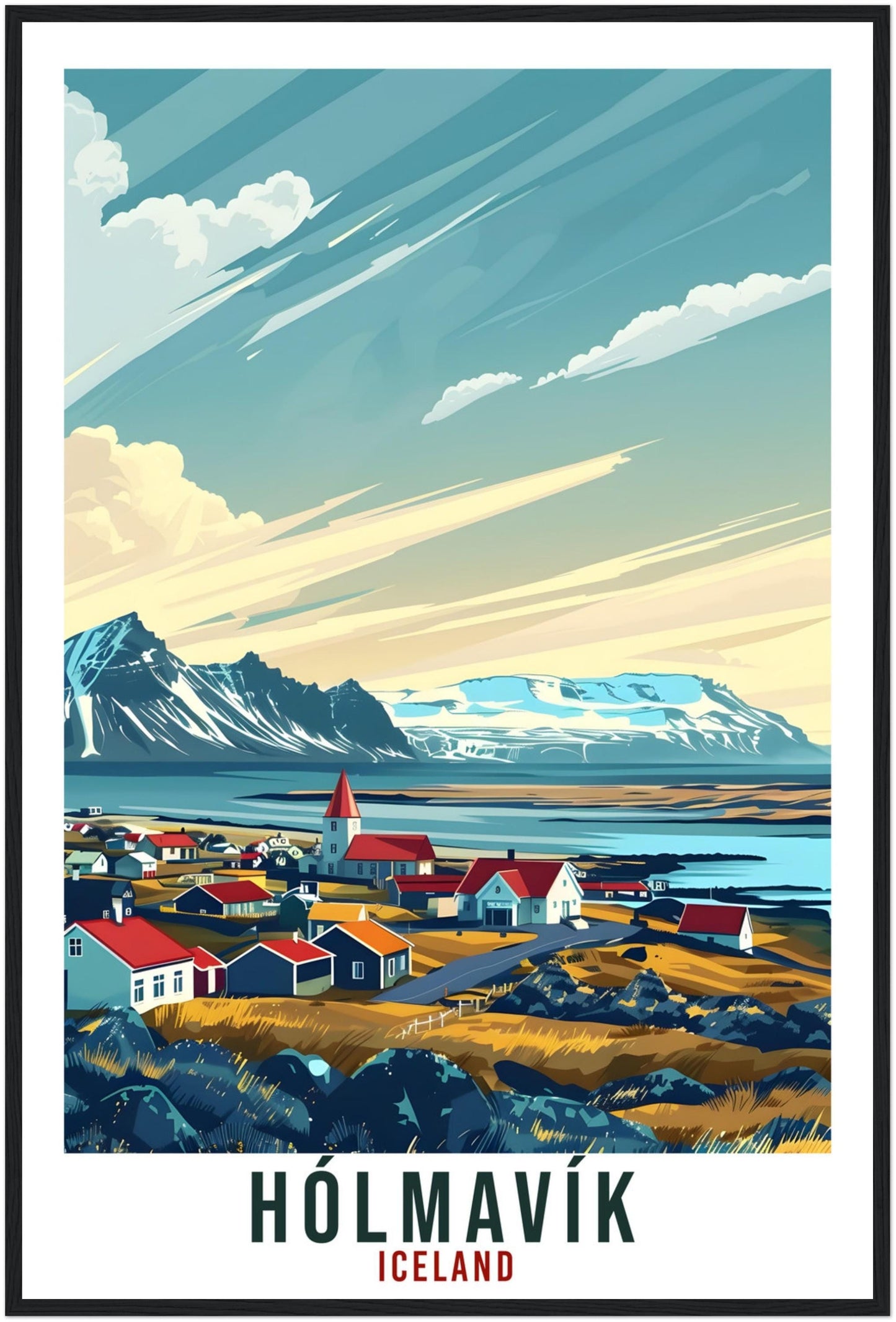 Hólmavík Iceland Travel Print Wall Art Wall Hanging Home Décor Hólmavík Travel Art Iceland Hólmavík Artwork City Landscape Travel Poster
