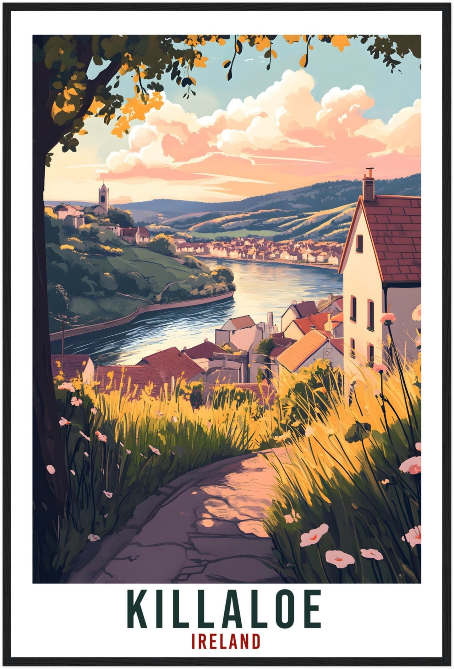 Killaloe Travel Print Ireland Home Decor Clare Wall Art Wall Hanging Art Lover Irish Artwork Travel Poster Killaloe Ireland Travel Art