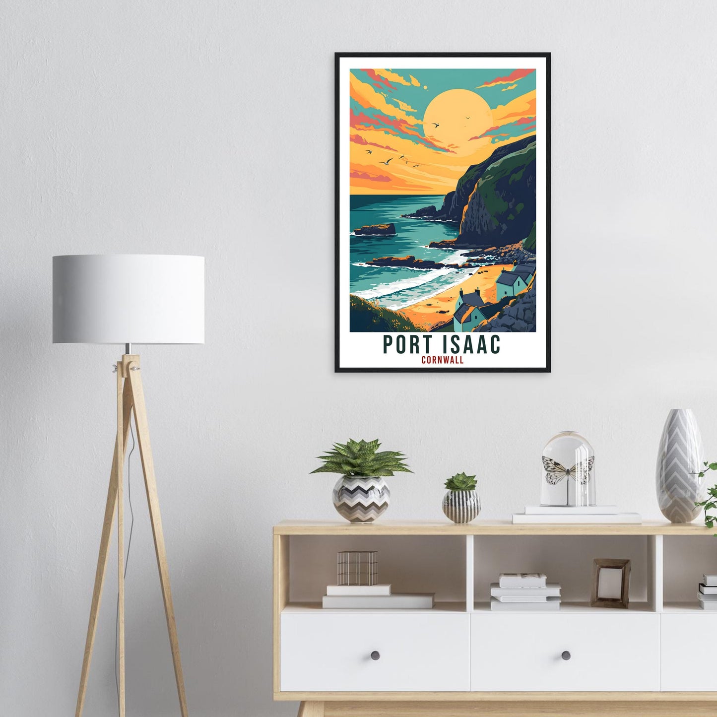 Port Issac Travel Print Cornwall Wall Art Home Decor Wall Hanging Travel Art Gift Port Issac Travel Poster England Landscape Artwork Gift