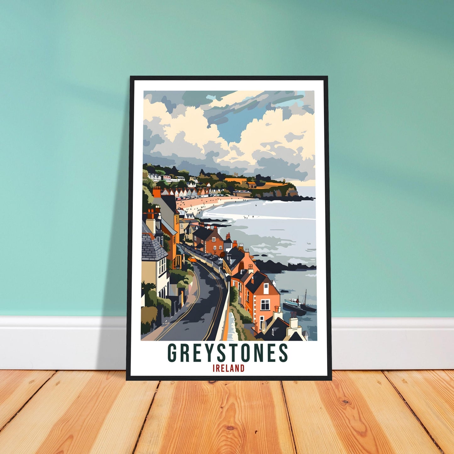 Greystones Travel Print Ireland Wall Art Wall Hanging Home Décor Greystones Gift Art Lovers Wicklow Irish Artwork Gift Ireland Travel Poster