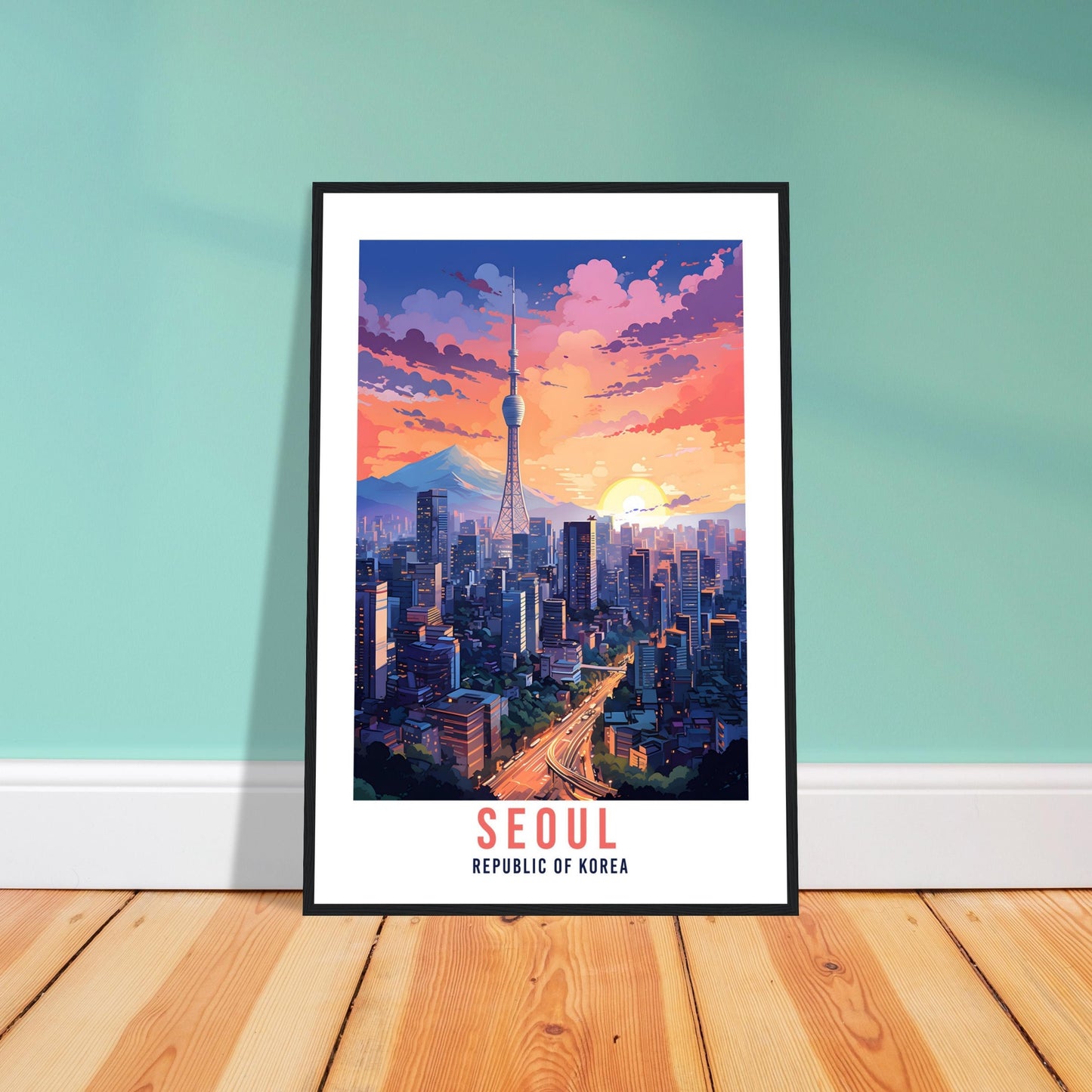 Seoul Travel Poster Artwork Republic Of Korea Wall Art Seoul Wall Hanging South Korea Gift Holiday Print Vacation Print Seoul Travel Gift