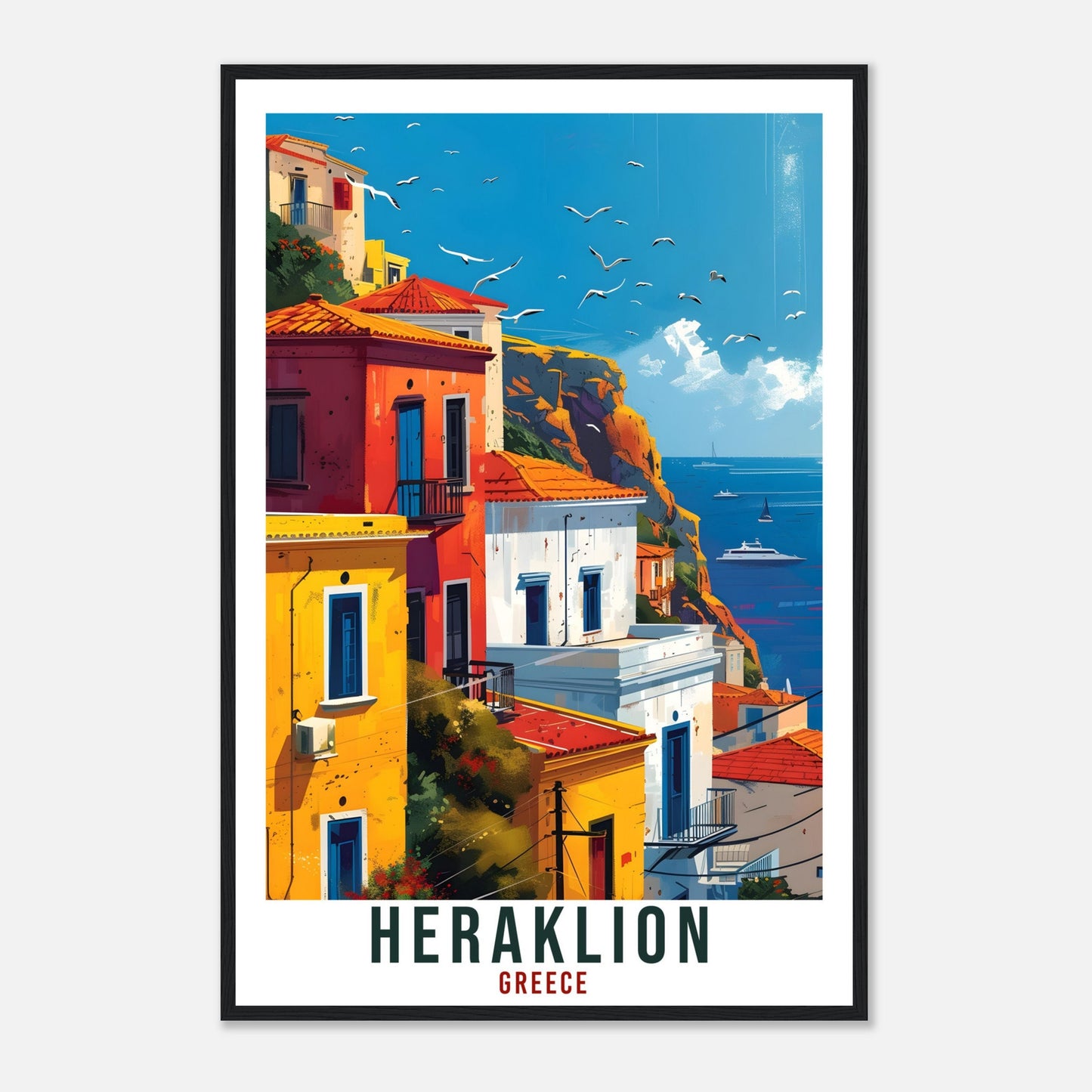 Heraklion Crete Travel Print Greece Home Decoration Greek City Wall Art Gift Wall Hanging Art Lover Greece Artwork Heraklion Travel Poster
