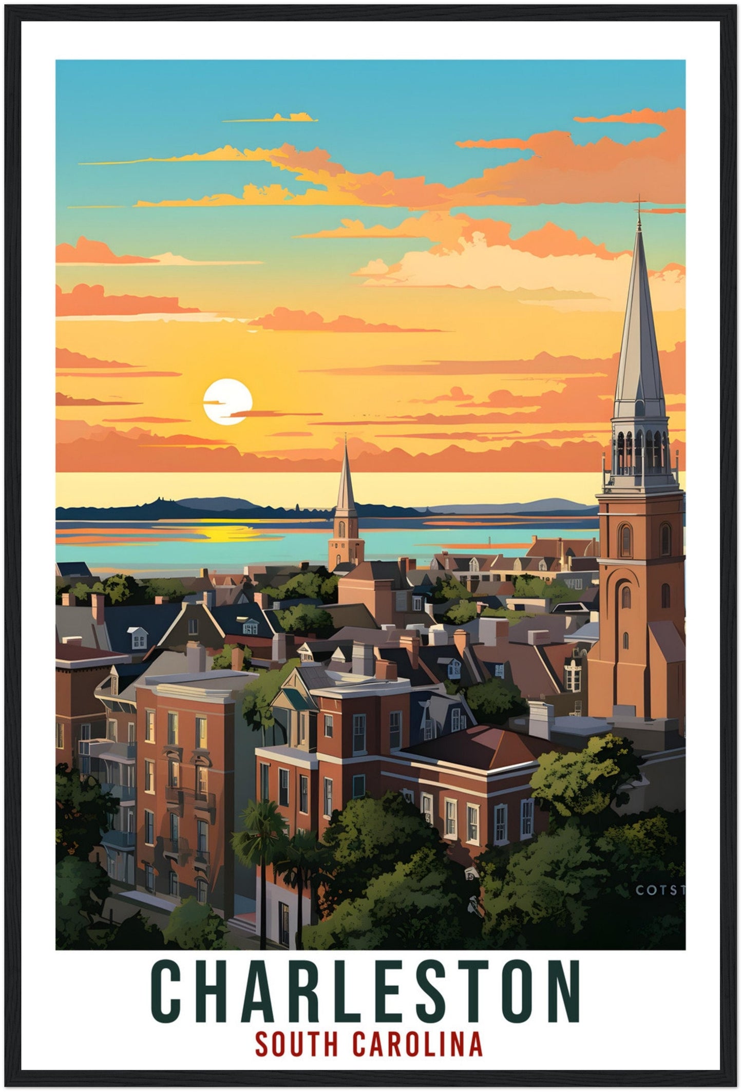 Charleston Travel Print South Carolina Home Decor USA City Wall Art Wall Hanging Art Lover South Carolina Artwork Charleston Travel Poster