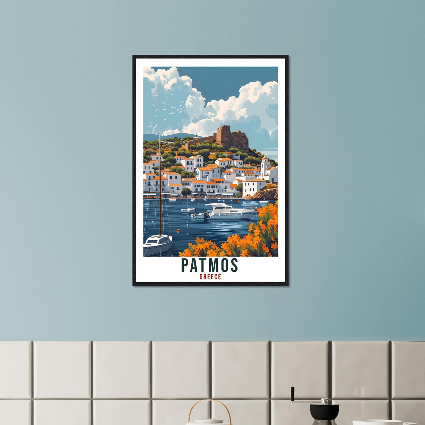 Patmos Travel Print Greece Home Decoration Patmos Greek Island Wall Art Gift Wall Hanging Art Lover Greece Artwork Patmos Gift Travel Poster