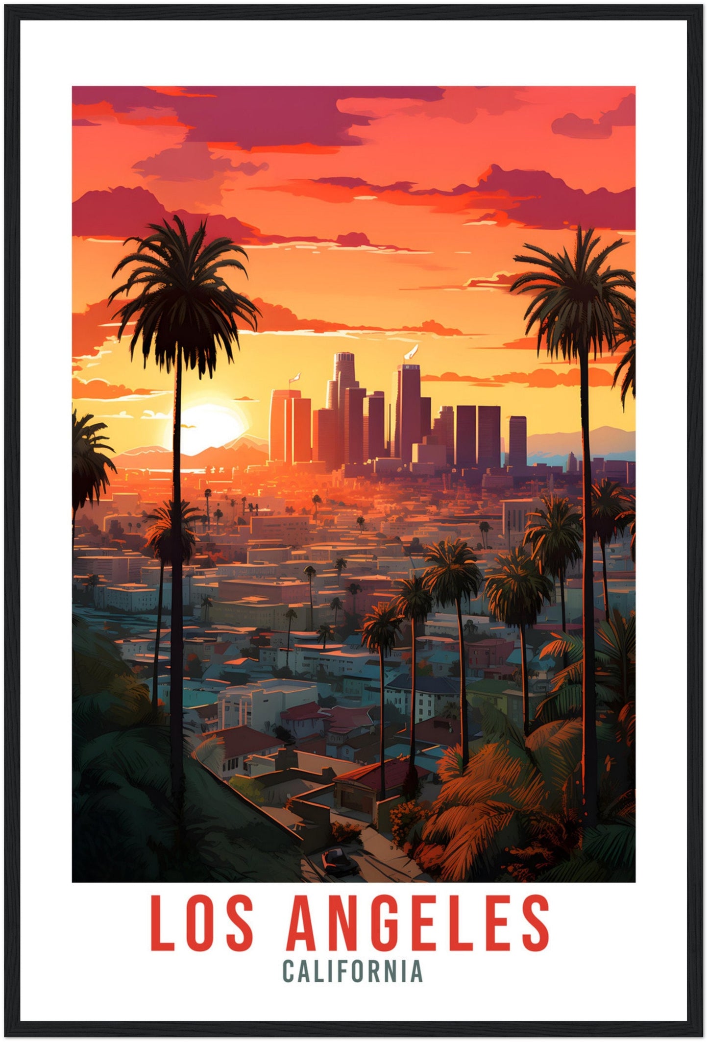Los Angeles Travel Print Wall Art Los Angeles Sunset Wall Hanging Home Décor Los Angeles Gift Art Lovers California Art Lover LA Art Gift