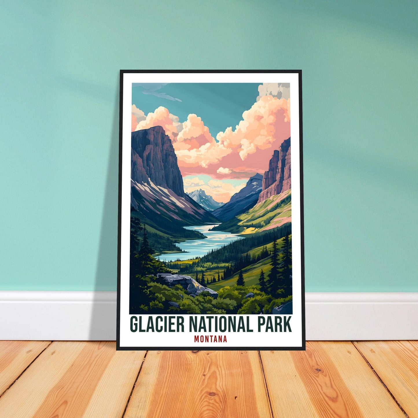 Glacier National Park Montana USA Travel Print Wall Art Wall Hanging Home Décor Montana Gift Travel Art USA Hiking Artwork Travel Poster