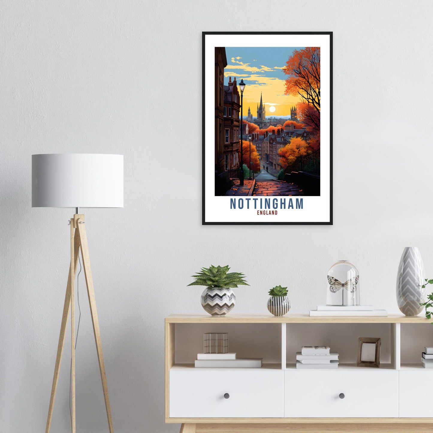 Nottingham Travel Print Home Decor Nottinghamshire East Midlands Wall Hanging Nottingham Artwork Gift Nottingham Travel Poster Artwork