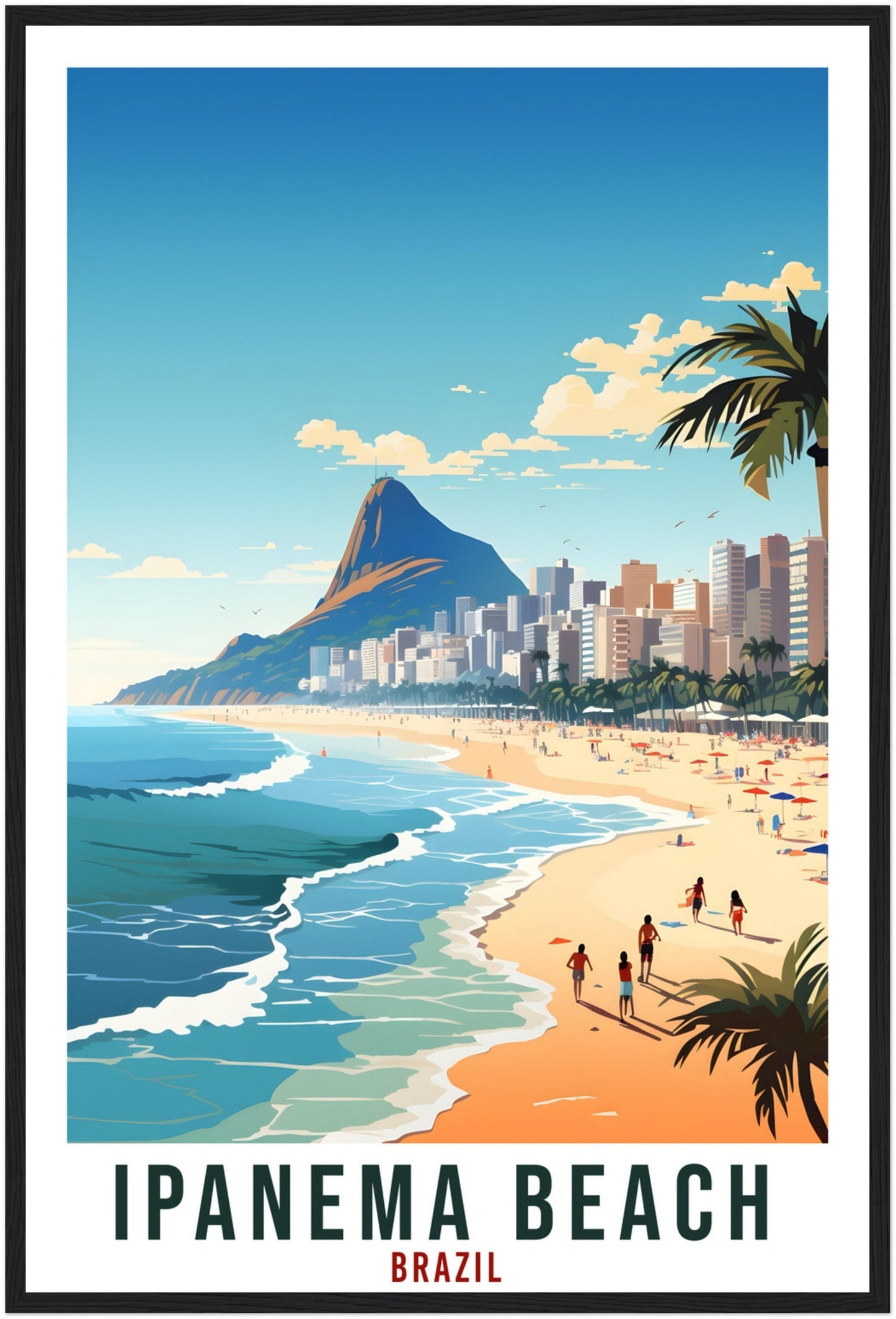 Ipanema Beach Travel Print Wall Art Ipanema Brazil Wall Hanging Artwork Ipanema Art Gifts Ipanema Beach Travel Poster Brazil Art Lovers Gift