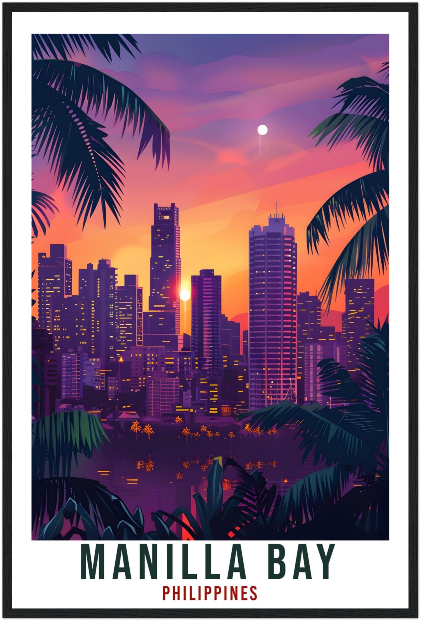 Manilla Bay Philippines Travel Print City Wall Art Wall Hanging Home Décor Manilla Bay Gift Landmark Travel Art Philippines Travel Poster