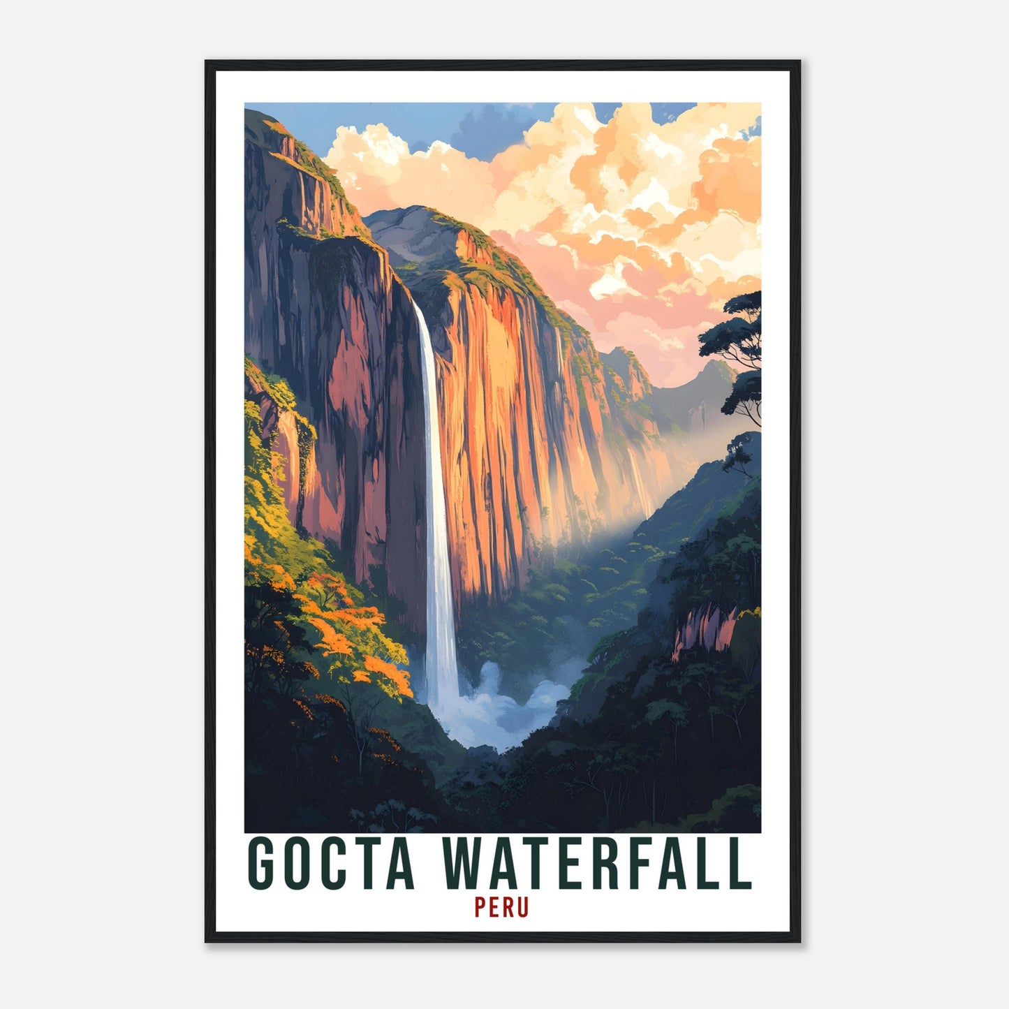 Gocta Waterfall Travel Print Peru Home Decor Wall Art Gift Wall Hanging Art Lover Gocta Waterfall Peruvian Artwork Travel Poster Travel Art