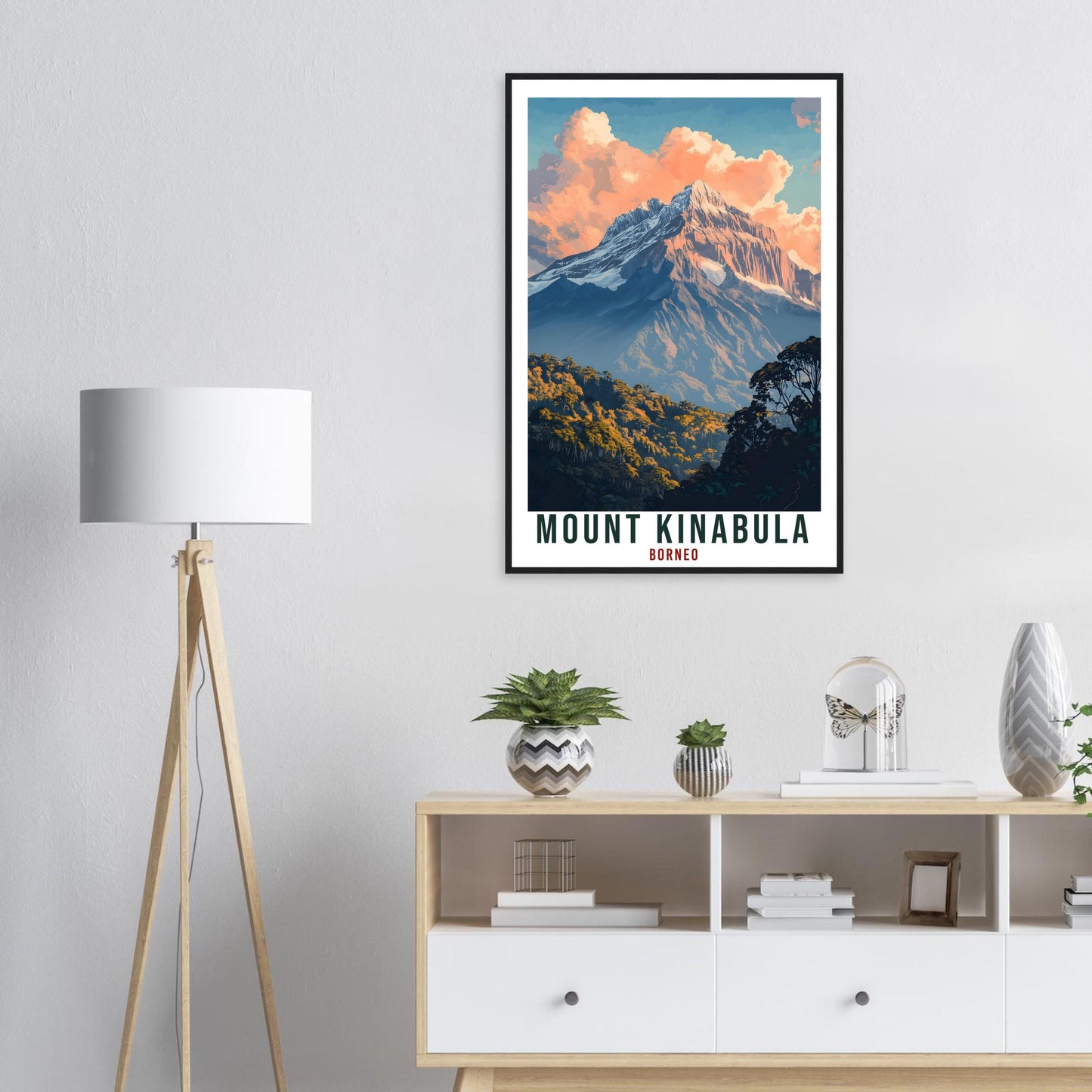 Mount Kinabula Travel Print Borneo Home Decor Wall Art Gift Wall Hanging Art Lover Mount Kinabula Artwork Travel Poster Malaysia Travel Art
