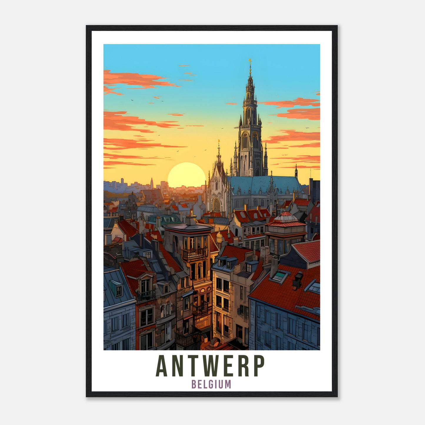 Antwerp Travel Poster Wall Art Antwerp Belgium Home Décor Artwork Wall Hanging Antwerp Art Gift Antwerp Travel Print Belgian Art Lovers Gift