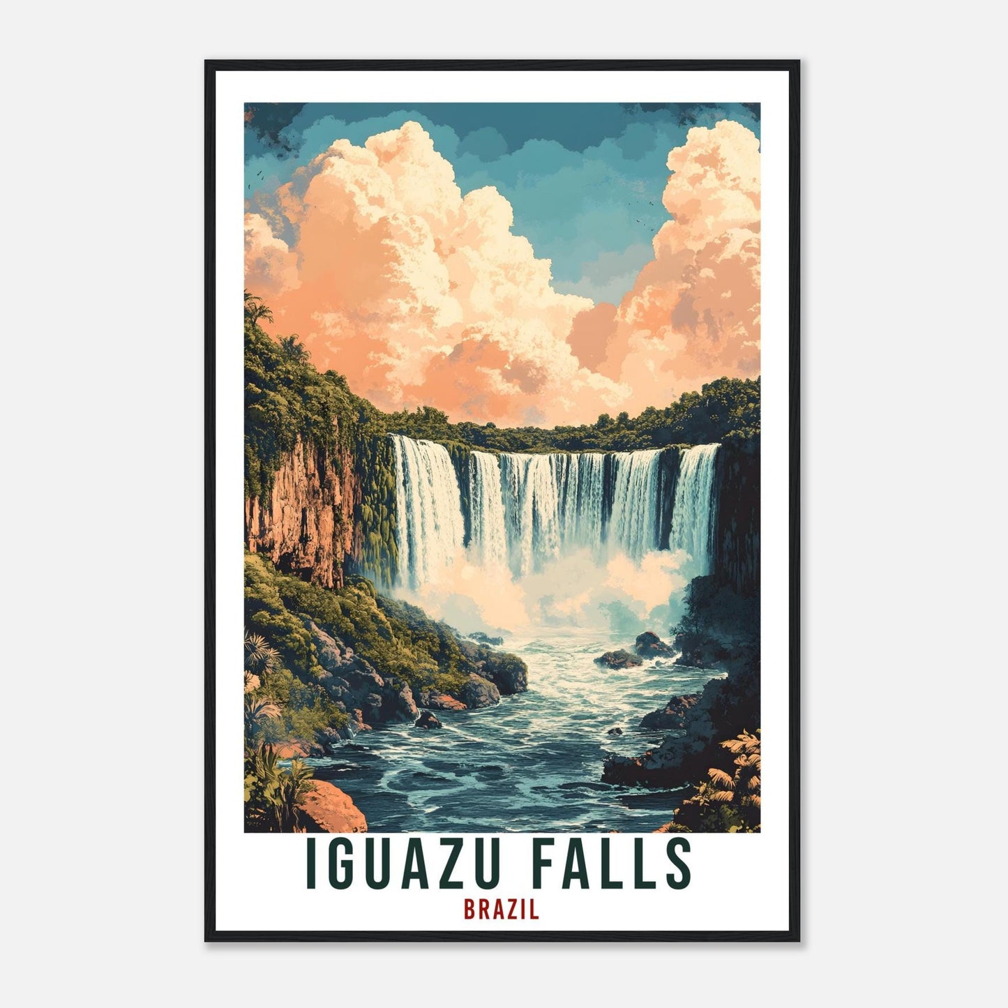 Iguazu Falls Travel Print Brazil Home Decor Iguazu Wall Art Gift Wall Hanging Art Lover Iguazu Falls Brazil Artwork Travel Poster Travel Art