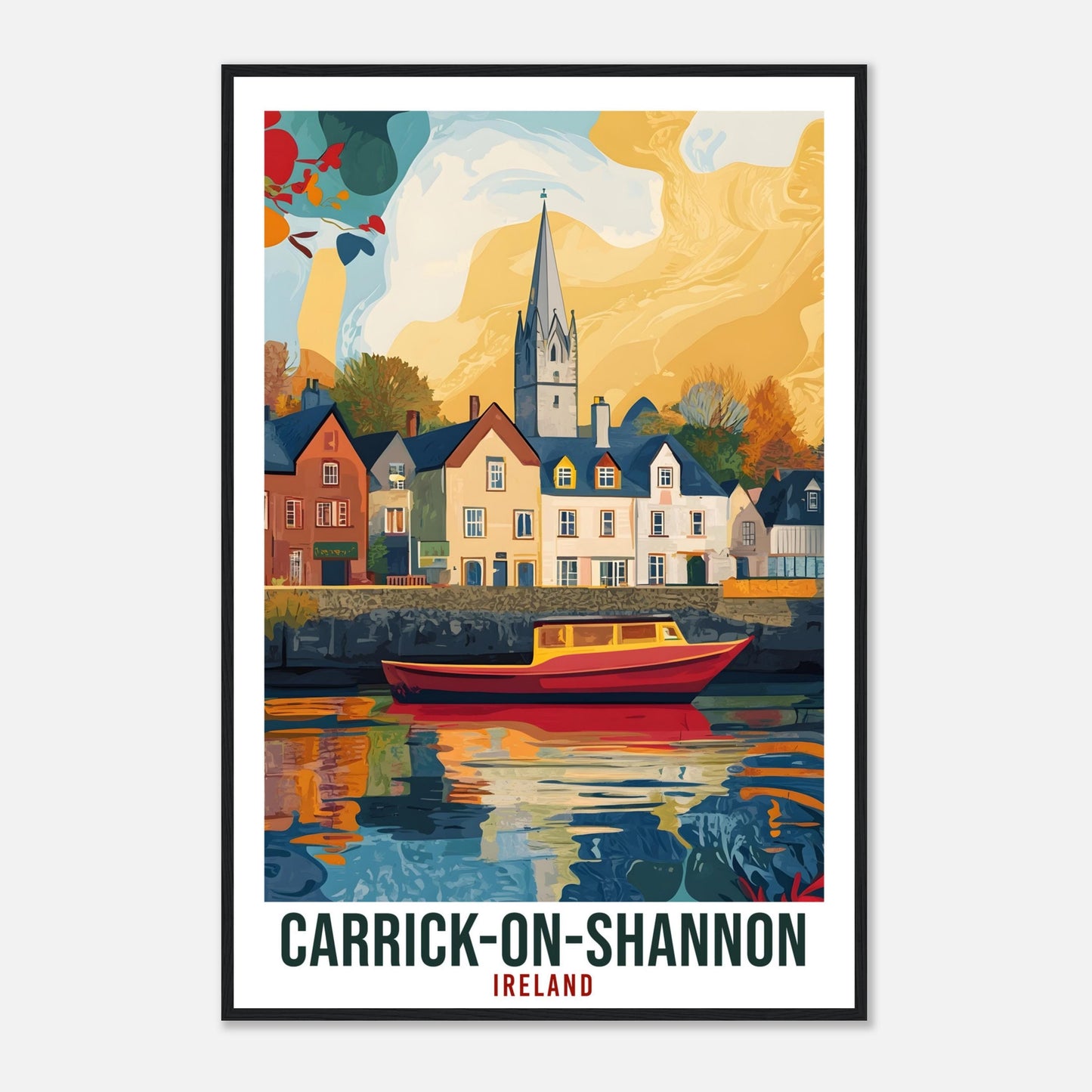 Carrick-On-Shannon Travel Print Ireland Home Decor Wall Art Gift Wall Hanging Art Lover CarrickOnShannon Irish Artwork Travel Poster Ireland