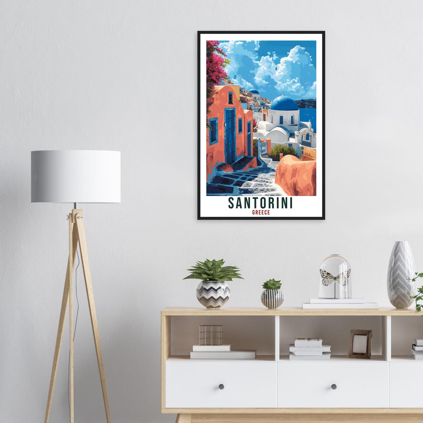 Santorini Travel Print Greece Home Decor Santorini Greek Island Wall Art Gift Wall Hanging Art Lover Greece Artwork Santorini Travel Poster