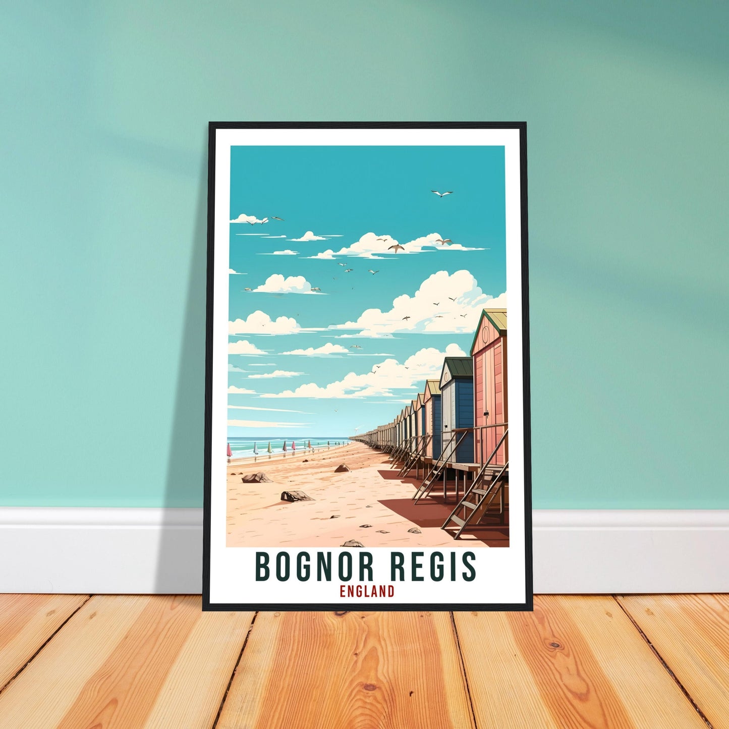 Bognor Regis Beach Travel Print English Home Decoration Wall Art Gift Wall Hanging Art Lover Artwork England Bognor Regis Travel Poster