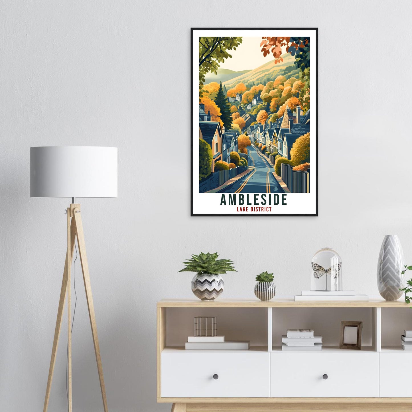 Ambleside Travel Print Lake District Home Decor Ambleside Wall Art Wall Hanging Art Lover Lake District Artwork Travel Poster Cumbria Travel