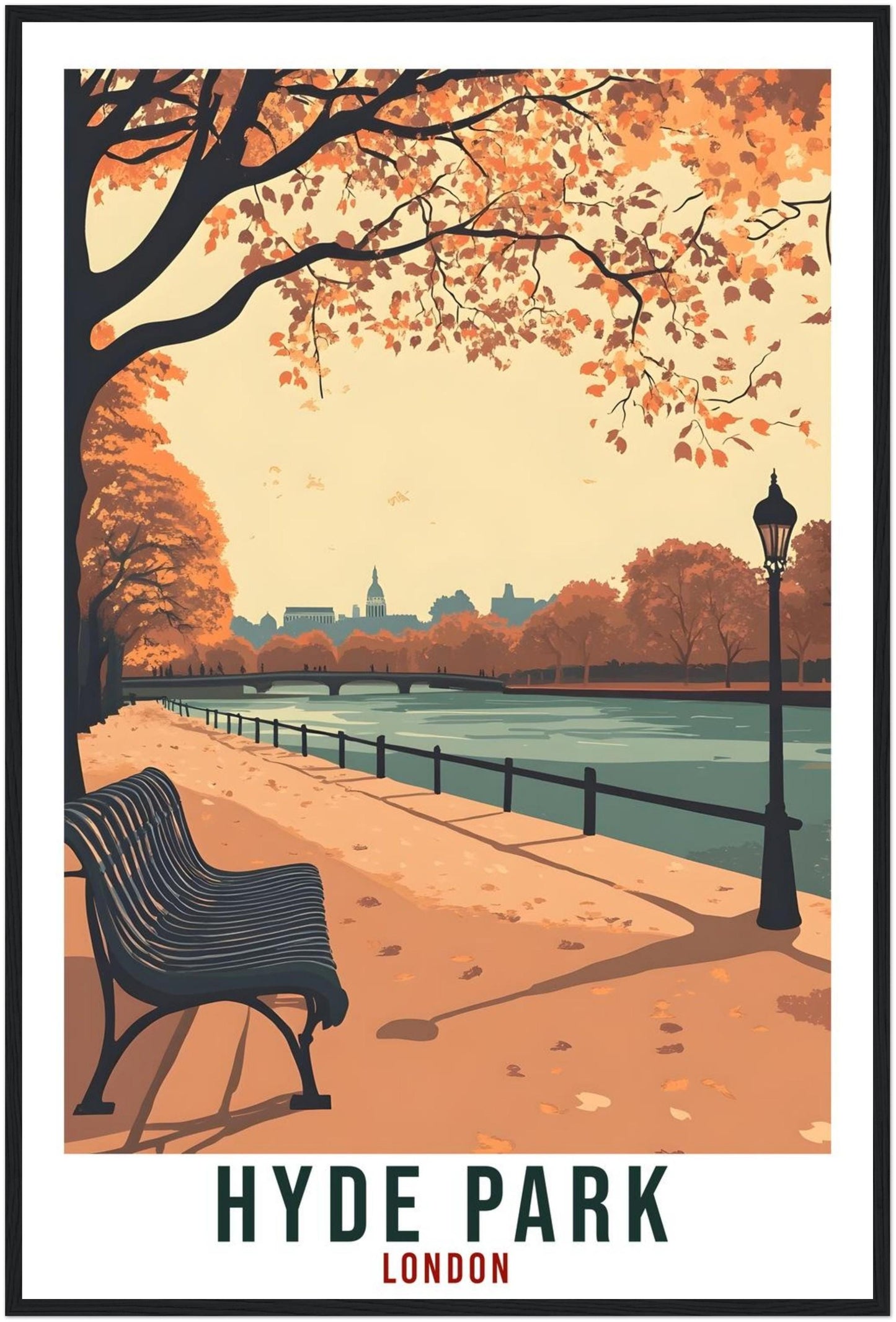 Hyde Park London Travel Print England Decor London Park Wall Art Gift Wall Hanging Art Lover Hyde Park England Artwork Travel Poster UK Art