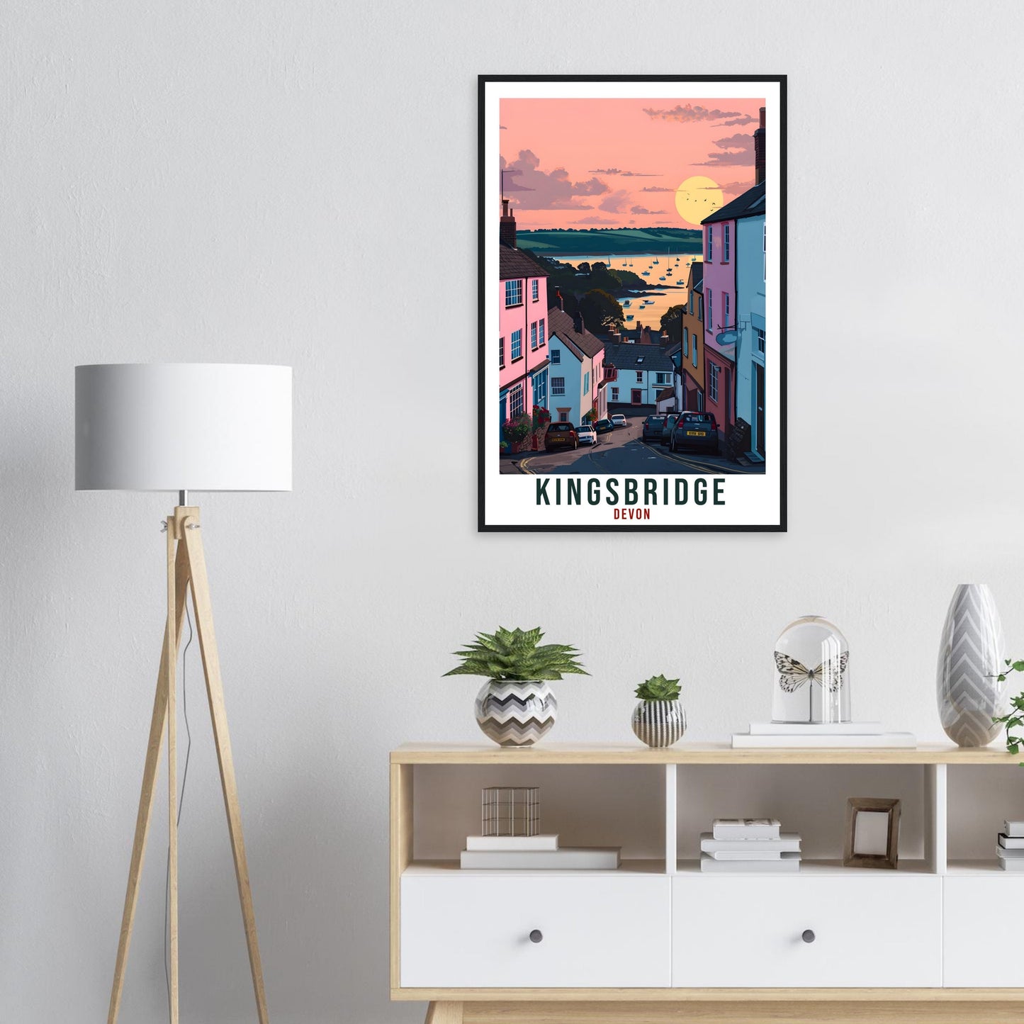 Kingsbridge Travel Print Devon Wall Art Home Decor Wall Hanging Travel Art Gift Devon Travel Poster England Landscape Artwork Art Lover Gift