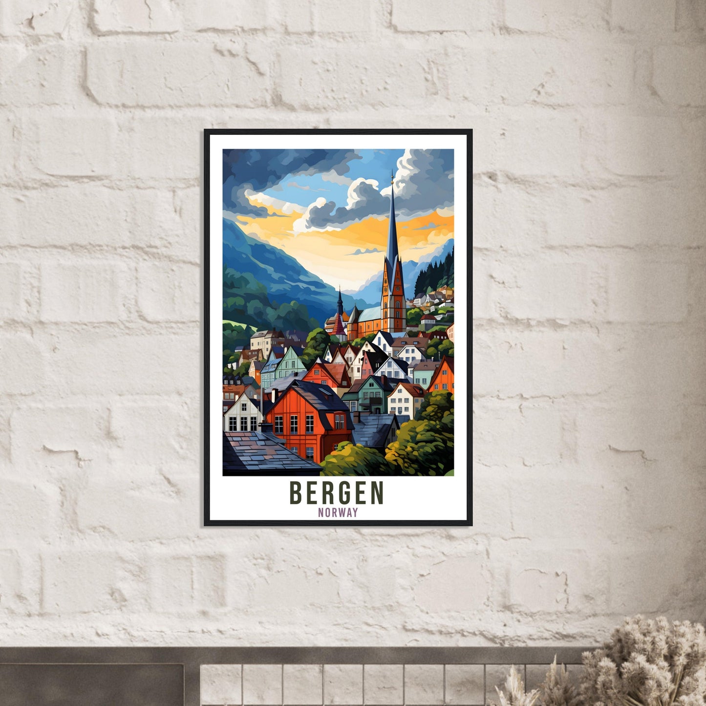 Bergen Norway Travel Print Bergen Wall Hanging Norway Arctic Bergen Travel Poster Norway Wall Art Bergen Travel Poster Bergen City Decor
