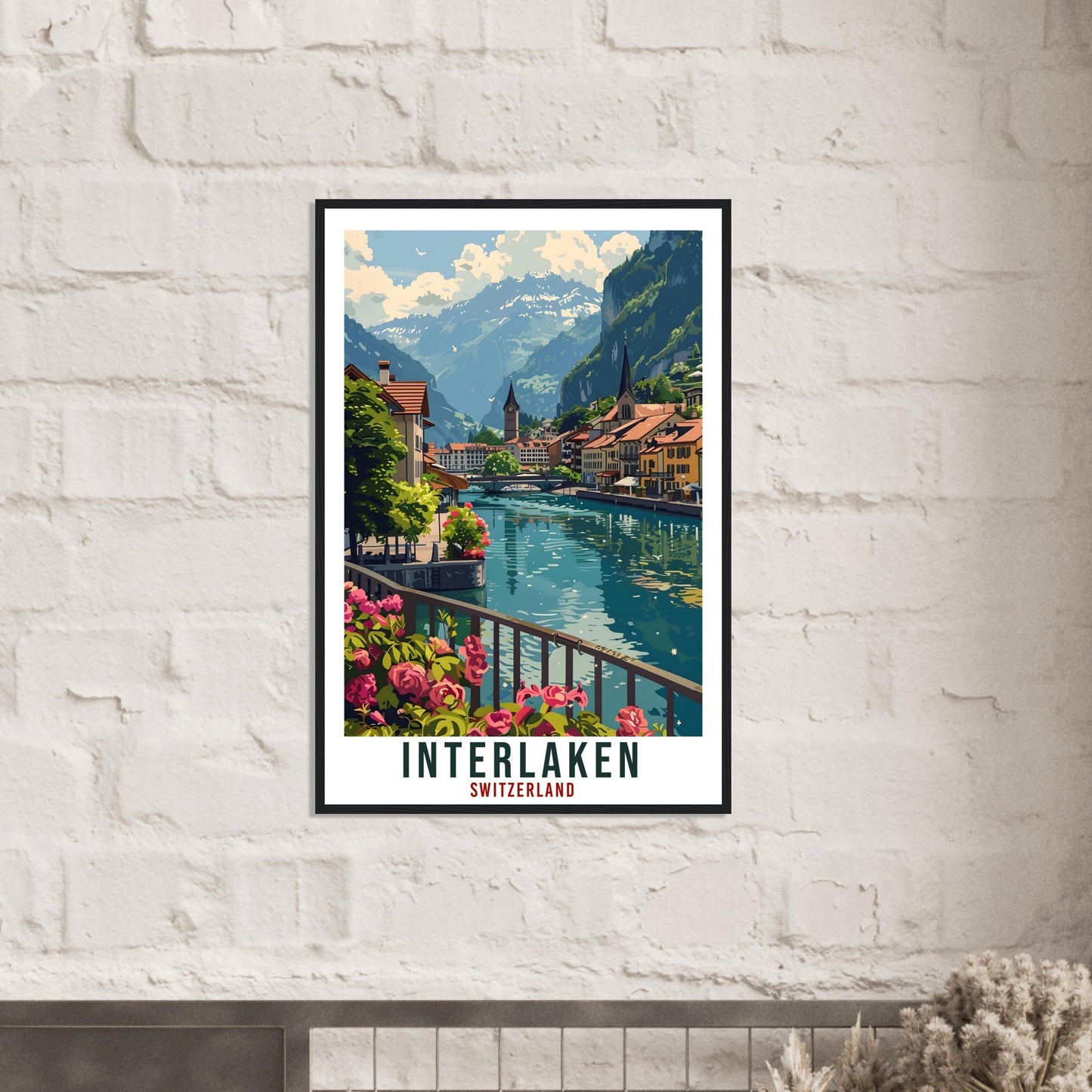 Interlaken Travel Print Swiss Wall Art Wall Hanging Home Living Décor Interlaken Gift Art Lover Switzerland Artwork Gift Swiss Travel Poster