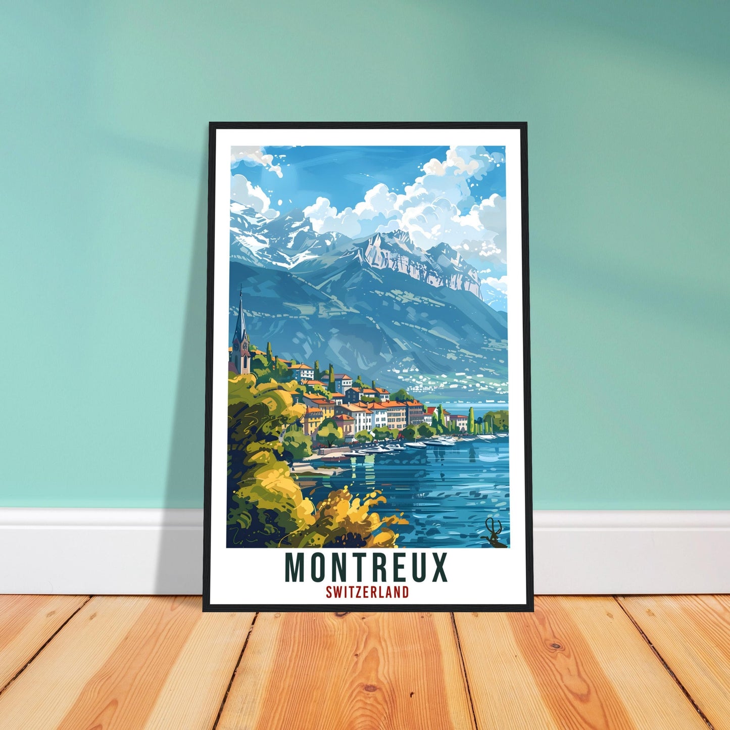 Montreux Travel Print Swiss Wall Art Wall Hanging Home Living Décor Montreux Gift Art Lovers Switzerland Artwork Gift Swiss Travel Poster