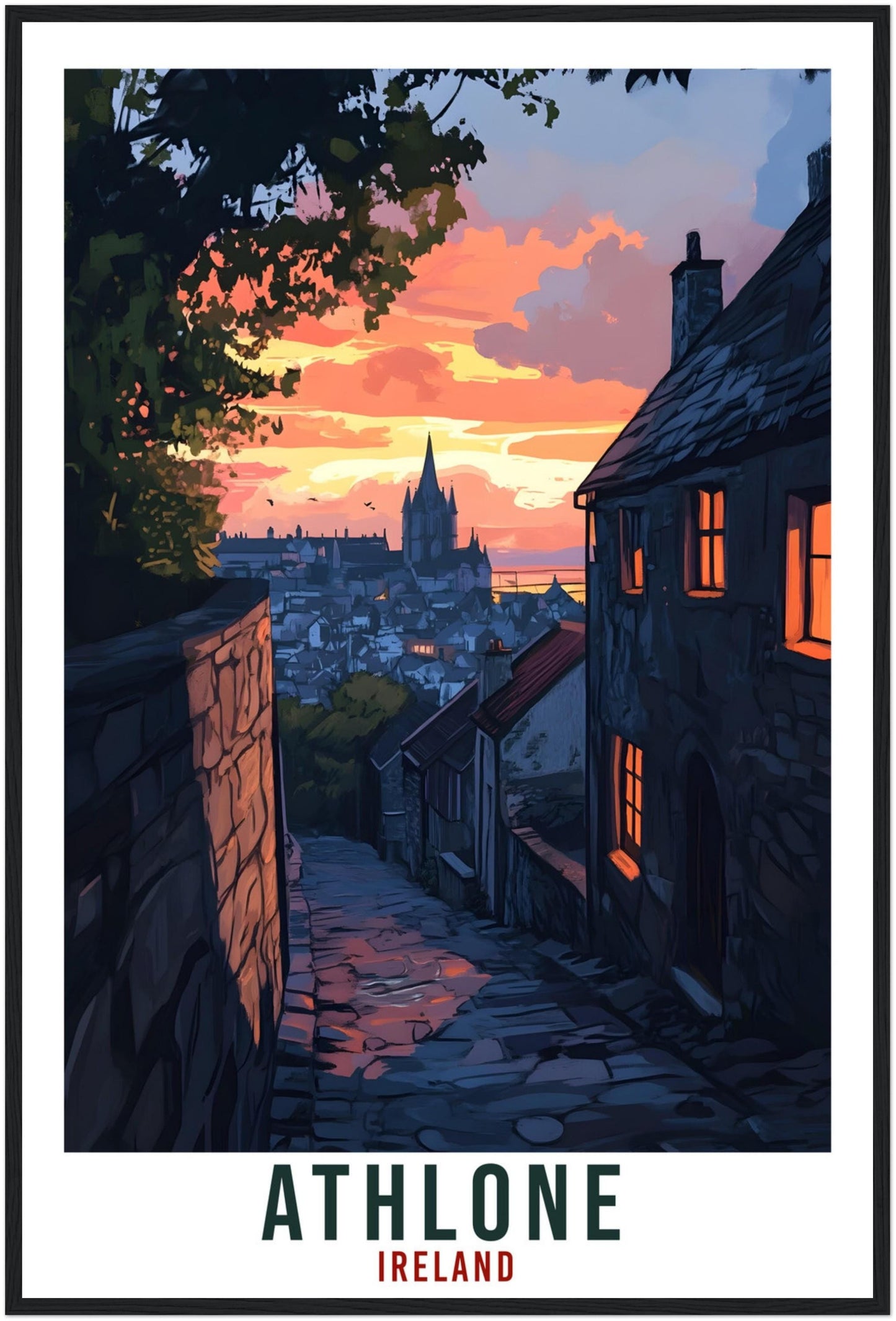 Athlone Travel Print Ireland Home Decor Athlone Wall Art Wall Hanging Art Lover Irish Artwork Travel Poster Athlone Ireland Travel Art Gift
