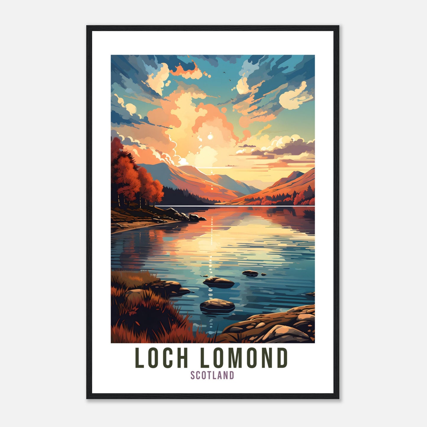 Loch Lomond Travel Print Scotland Home Decor Loch Lomond UK Nature Wall Art Loch Lomond Artwork Gift UK Coast Scottish Travel Poster