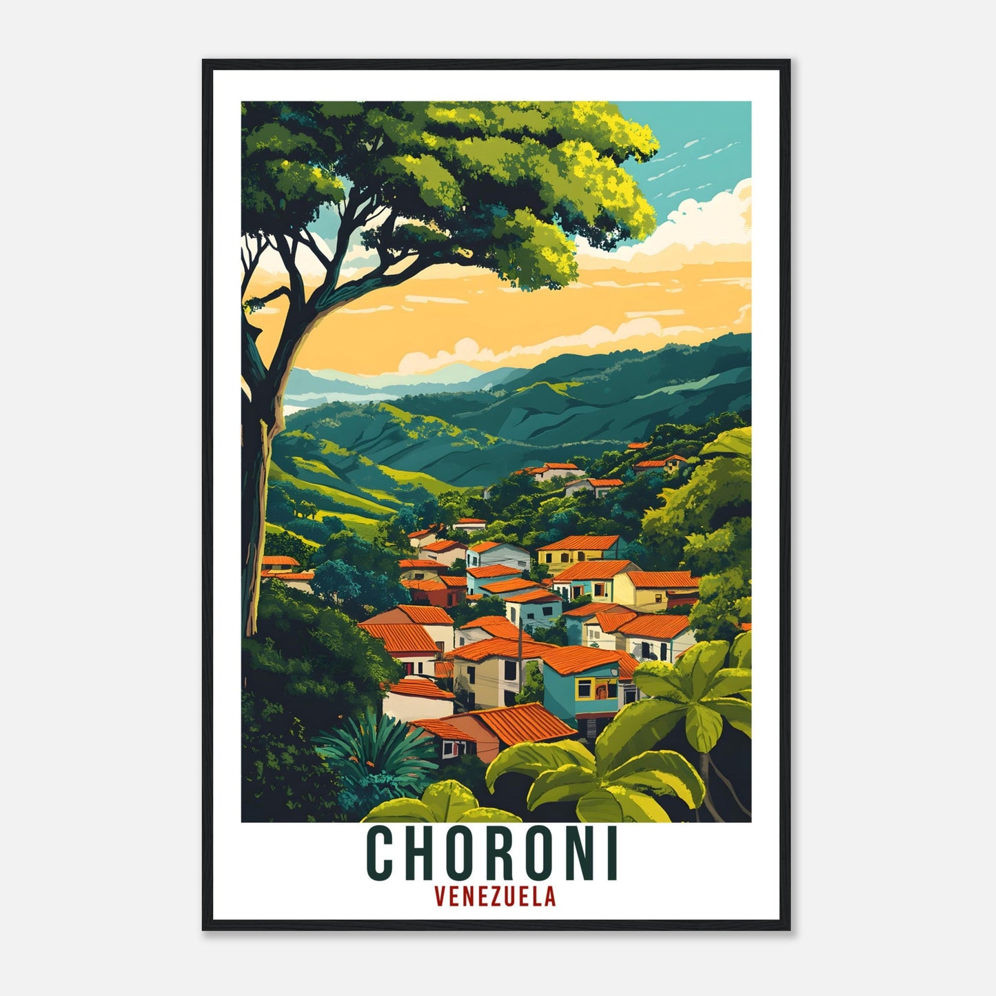 Choroni Travel Print Venezuela Home Decor Choroni Wall Art Gift Wall Hanging Art Lover Choroni Venezuelan Artwork Travel Poster Travel Art