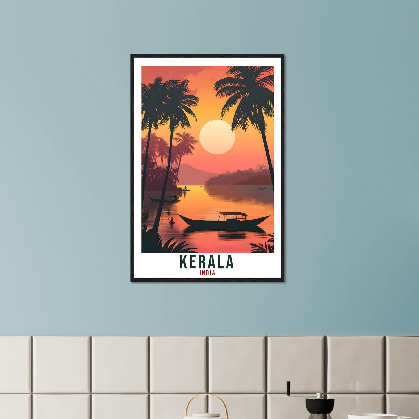 Kerala Travel Print India Home Decoration Wall Art Gift Wall Hanging Art Lover Indian Artwork India Kerala Travel Poster Kerala Coast Print