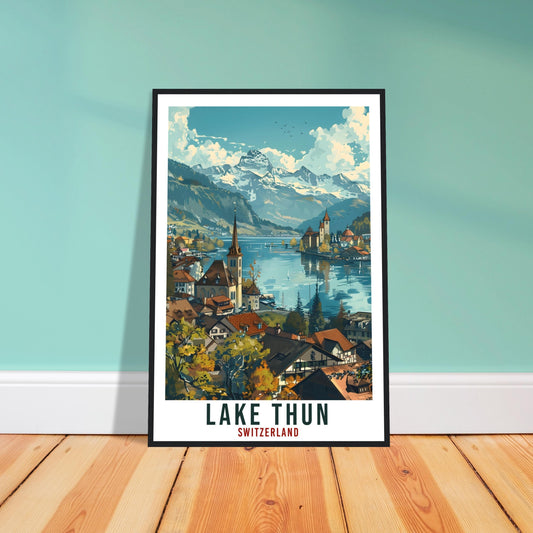Lake Thun Travel Print Swiss Wall Art Wall Hanging Home Living Décor Lake Thun Gift Art Lovers Gift Switzerland Artwork Swiss Travel Poster