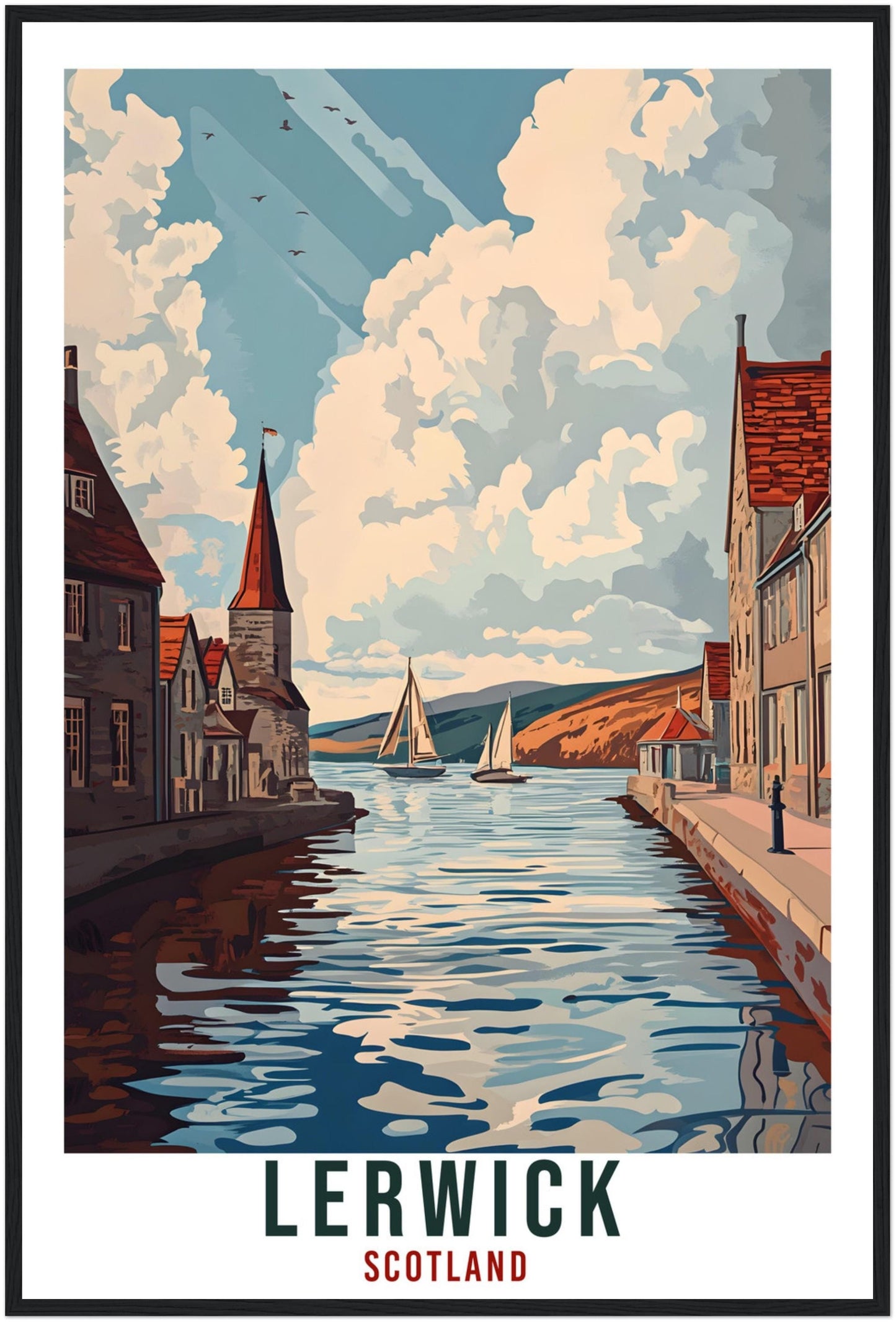 Lerwick Travel Print Scotland Home Decor Lerwick Wall Art Wall Hanging Art Lover Scotland Artwork Travel Poster Lerwick Travel Art Gift