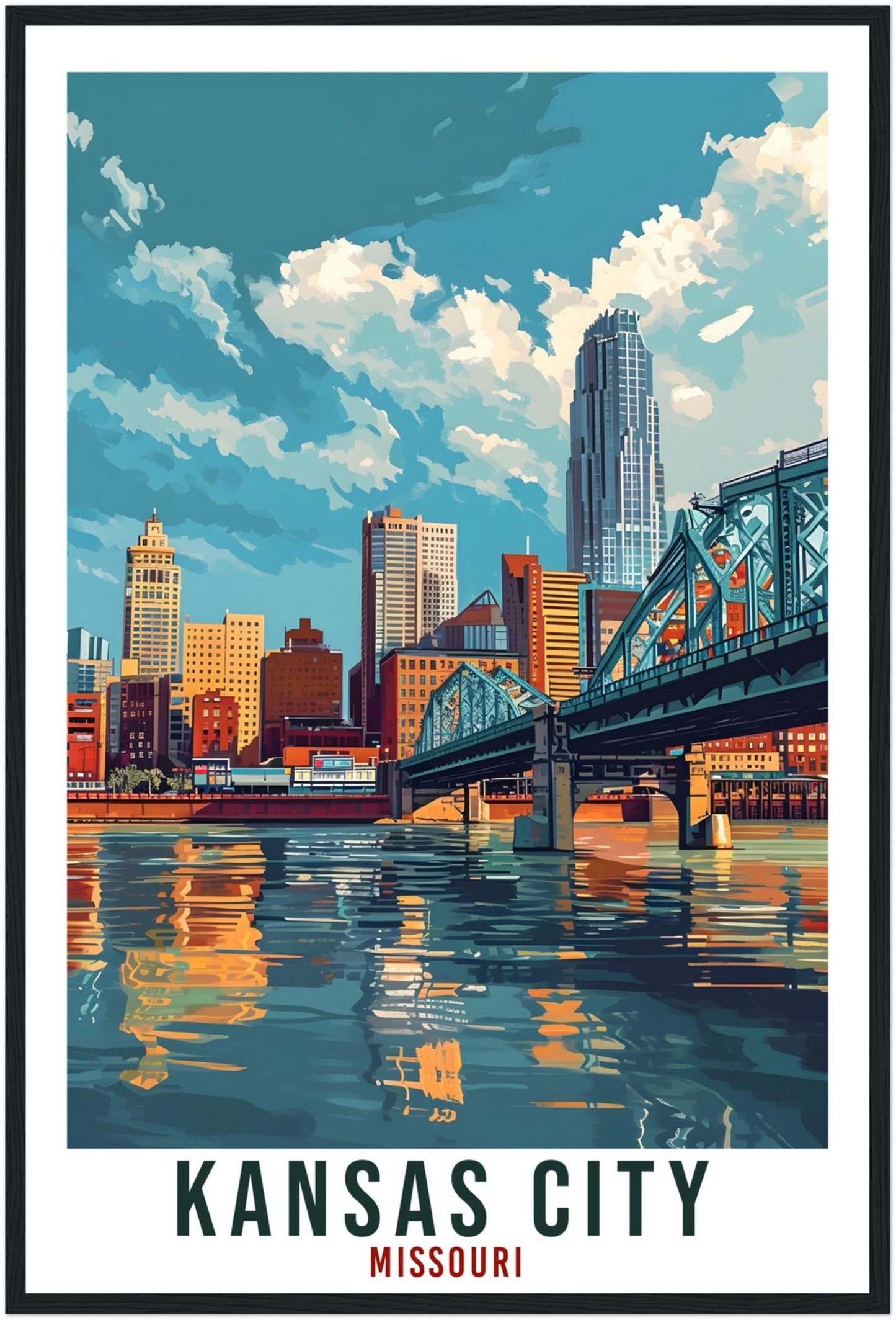 Kansas City Travel Print Missouri Home Decoration USA City Wall Art Gift Wall Hanging Art Lover Missouri Artwork Kansas City Travel Poster