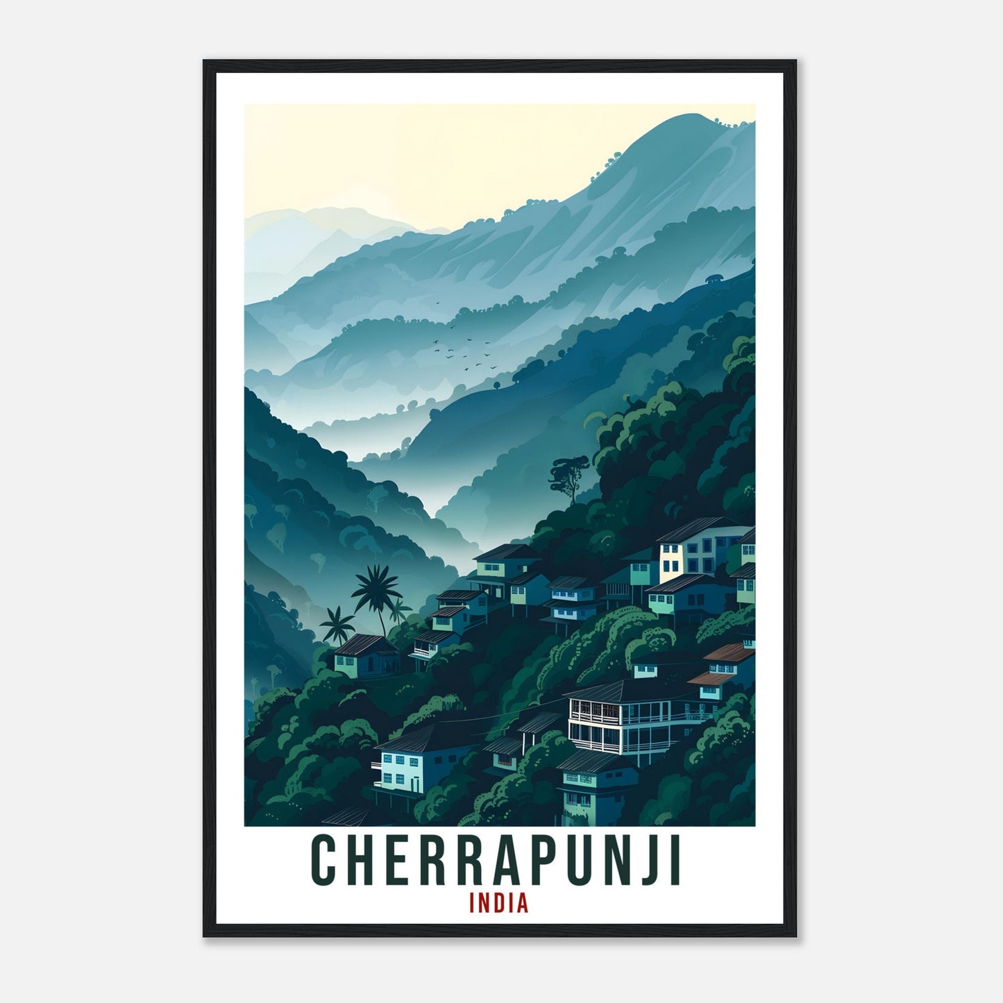 Cherrapunji Travel Print India Home Decoration Wall Art Gift Wall Hanging Art Lover Indian Artwork Cherrapunji Travel Poster Cityscape Print