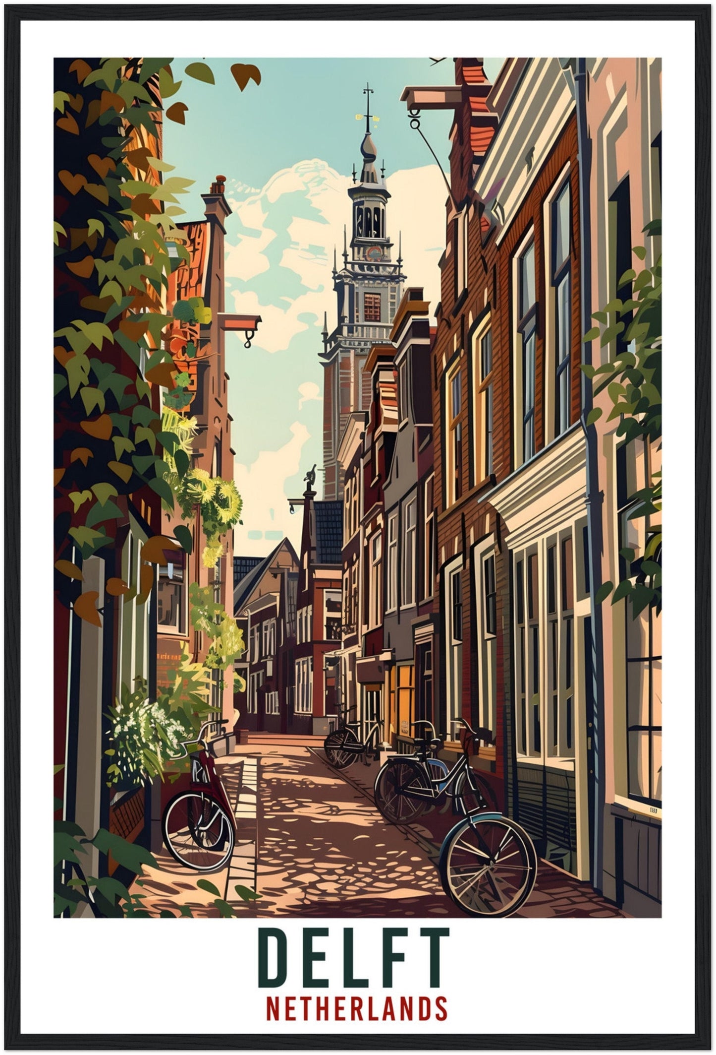 Delft Travel Print Holland Wall Art Wall Hanging Home Décor Delft Gift Art Lovers Gift Dutch Artwork Gift The Netherlands Travel Poster