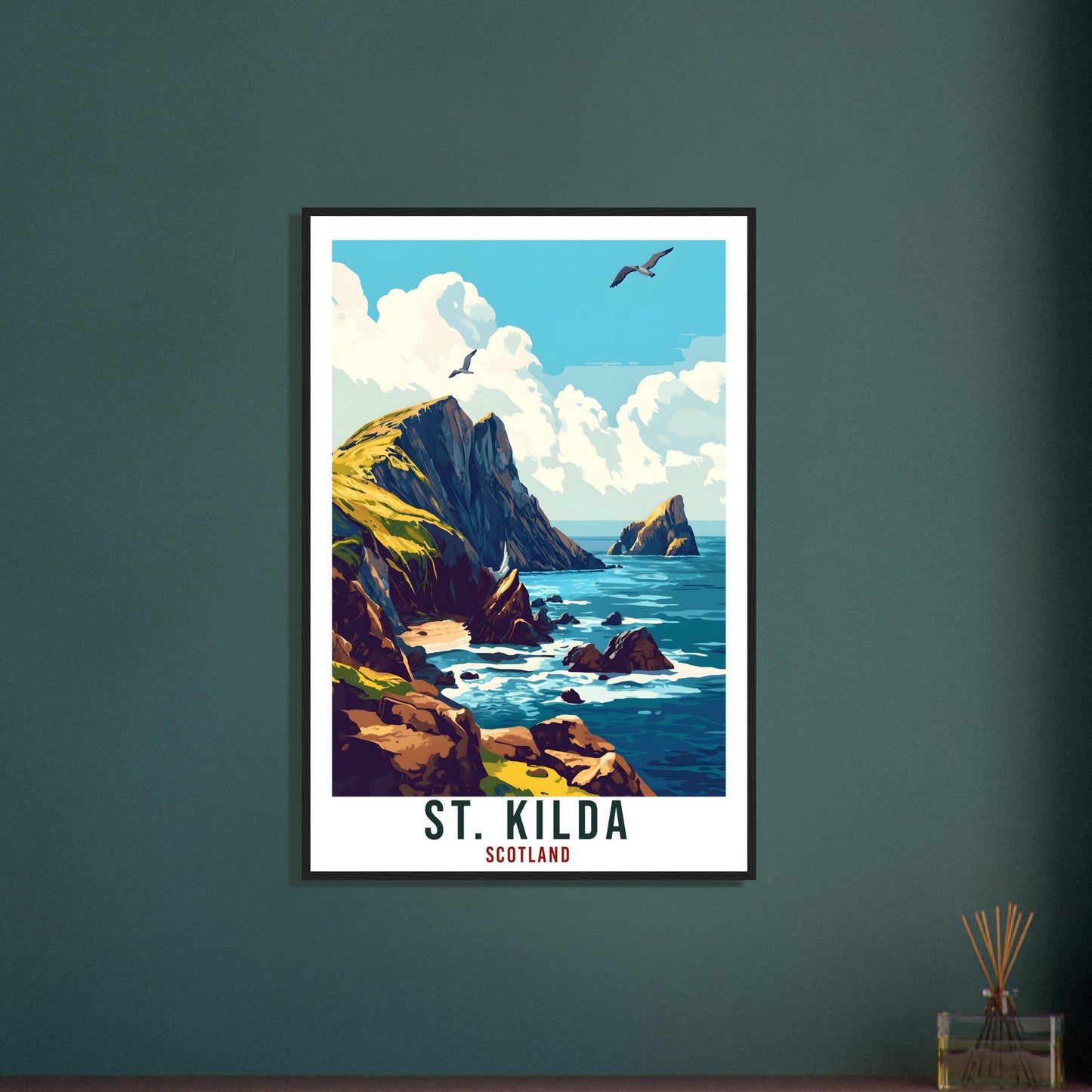 St Kilda Travel Print Scotland Home Decor St Kilda Wall Art Wall Hanging Art Lover Scotland Artwork Travel Poster St Kilda Travel Art Gift