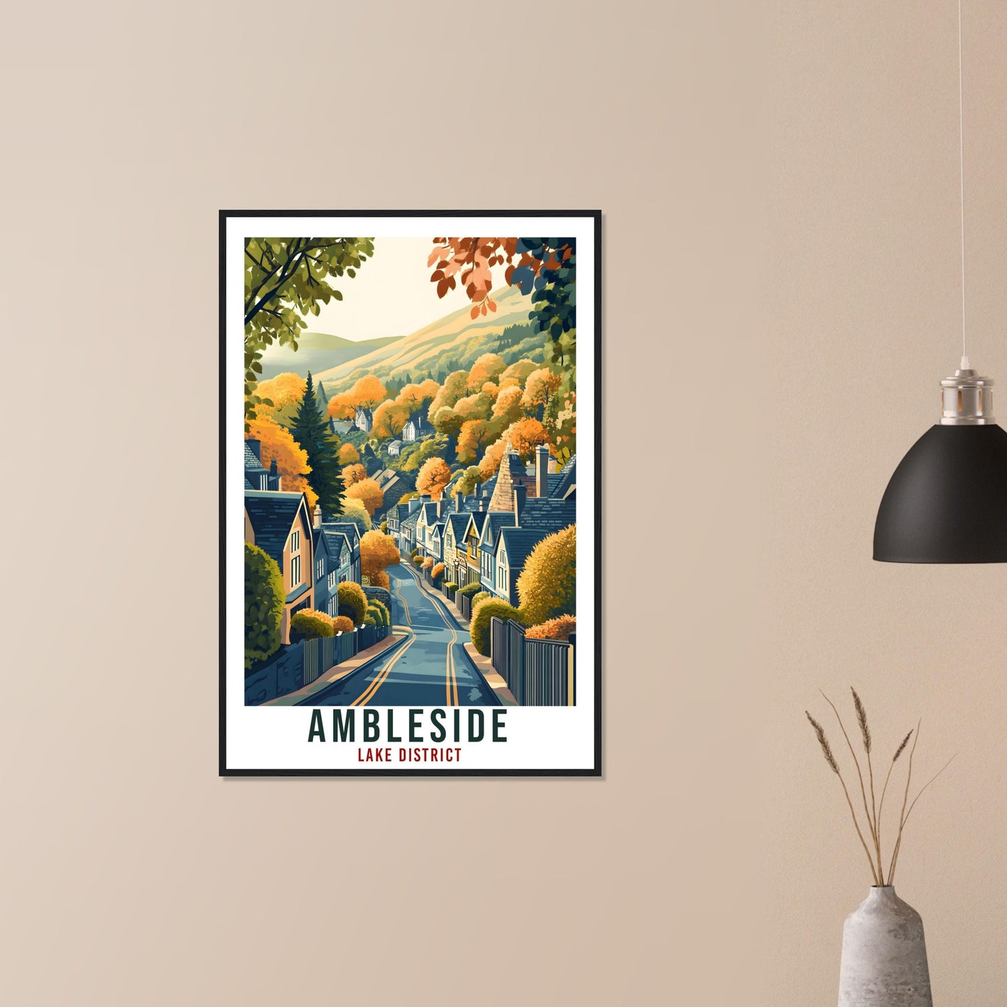 Ambleside Travel Print Lake District Home Decor Ambleside Wall Art Wall Hanging Art Lover Lake District Artwork Travel Poster Cumbria Travel