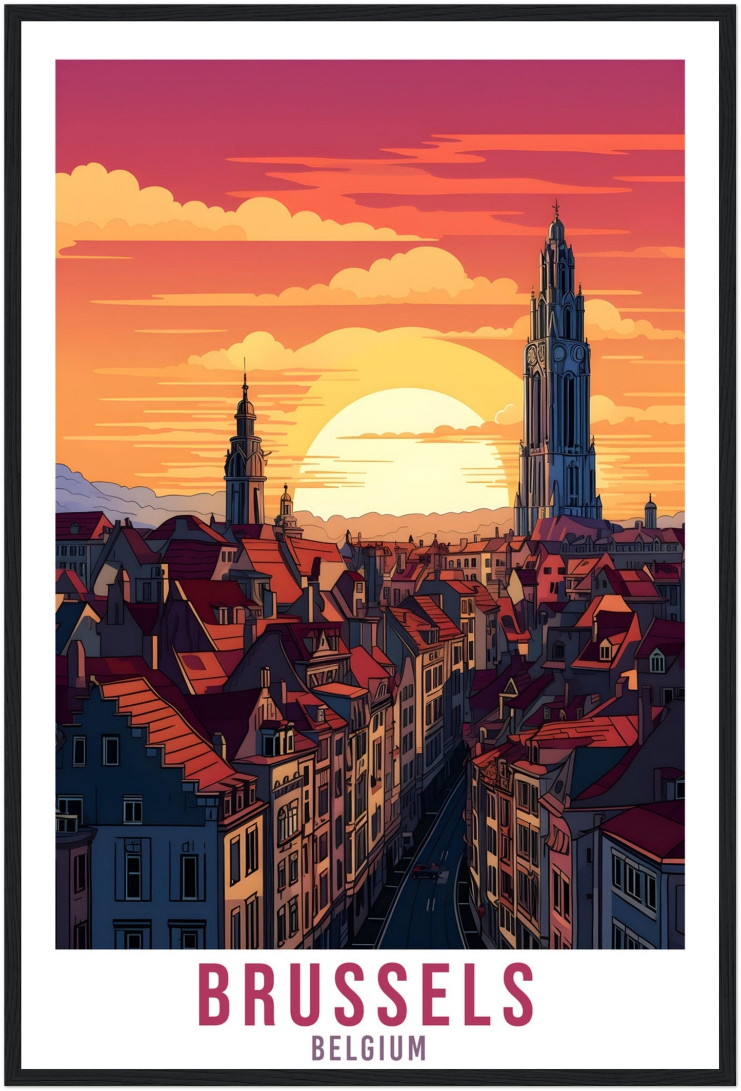 Brussels Travel Poster Wall Art Belgium Home Décor Artwork Wall Hanging Brussels Cityscape Art Gifts Brussels Travel Print Belgian Art Lover