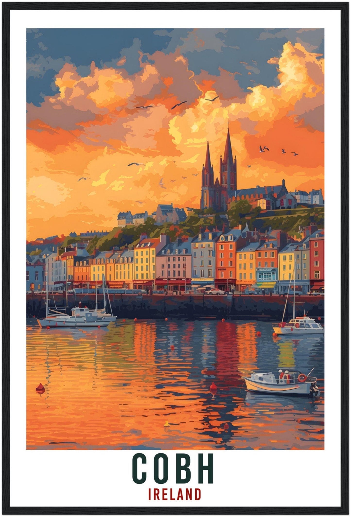 Cobh Travel Print Ireland Home Decoration Cobh Irish Town Wall Art Gift Wall Hanging Art Lover Irish Artwork Ireland Cobh Travel Poster