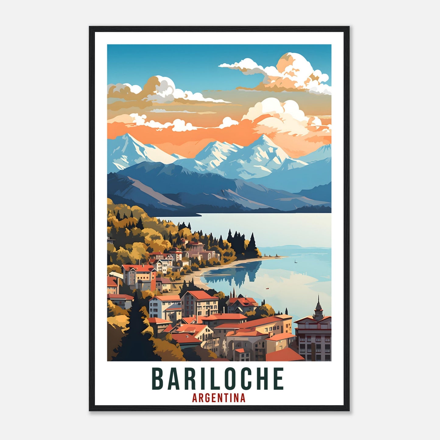 Bariloche Travel Print Wall Art Bariloche Argentina City Landscape Artwork Bariloche Art Gifts Bariloche Travel Poster Argentinian Art Lover