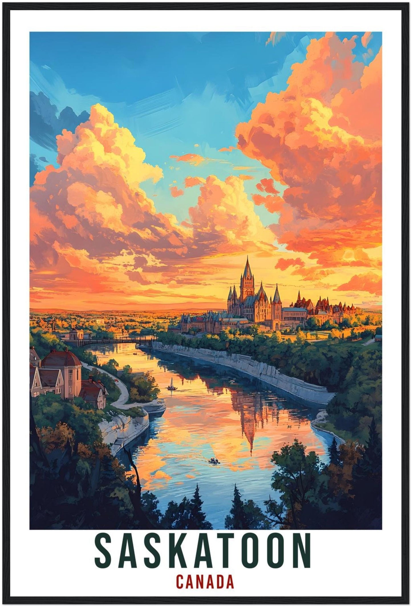Saskatoon Travel Print Canada Home Decor Saskatoon Wall Art Gift Wall Hanging Art Lover Saskatoon Canadian Artwork Travel Poster Canada Art