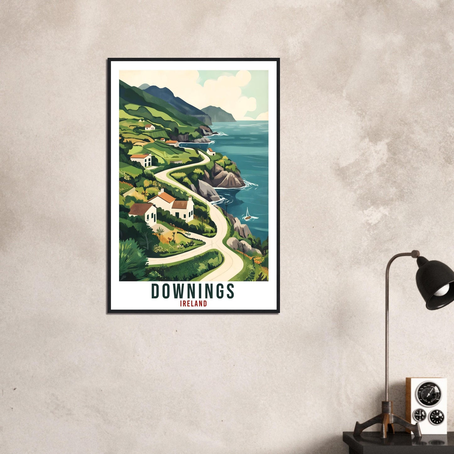 Downings Travel Print Ireland Home Decor Downings Wall Art Wall Hanging Art Lover Irish Artwork Travel Poster Downings Ireland Travel Art