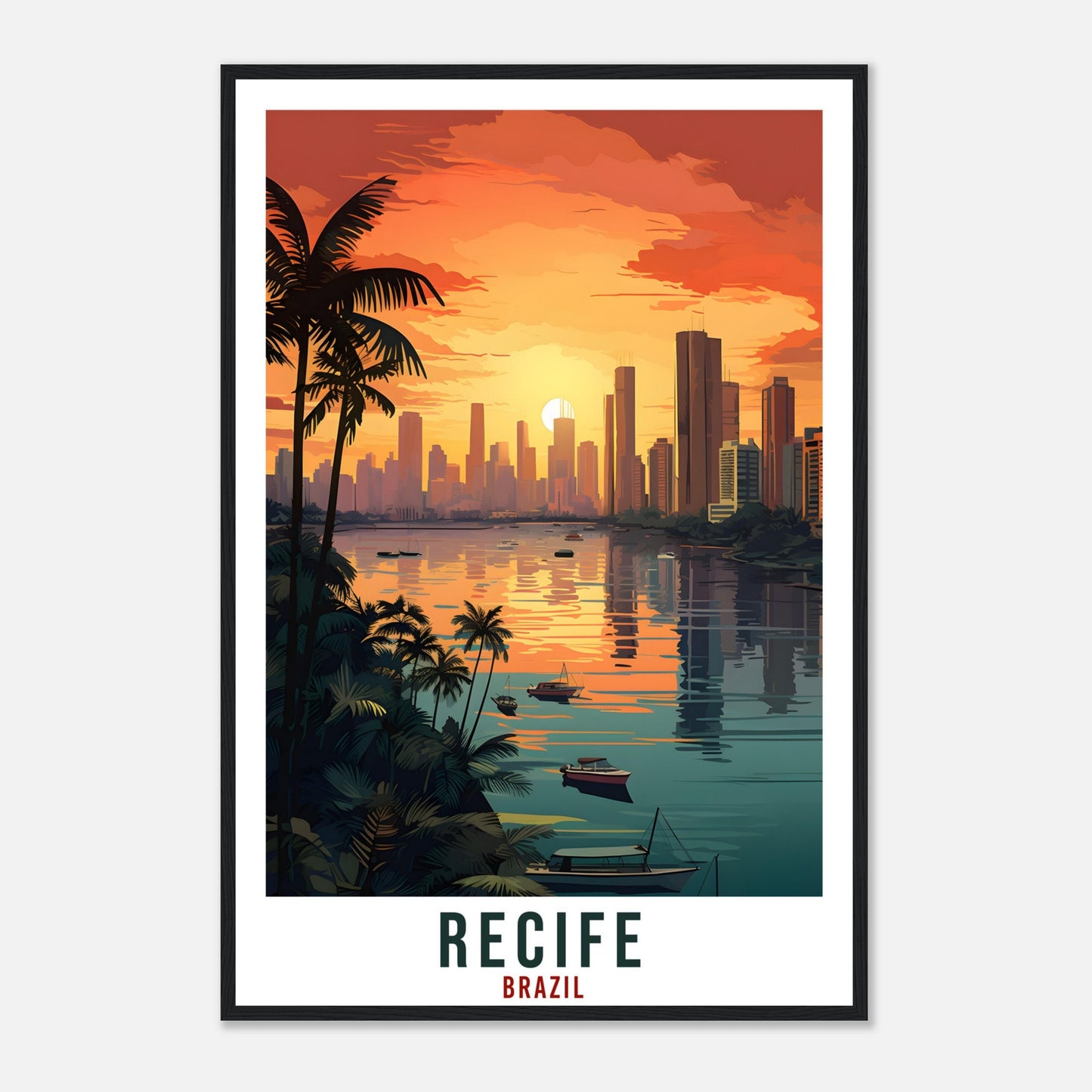 Recife Travel Print Wall Art Recife Brazil Wall Hanging Artwork Recife Home Decor Art Gifts Recife Travel Poster Brazil Art Lovers Gift