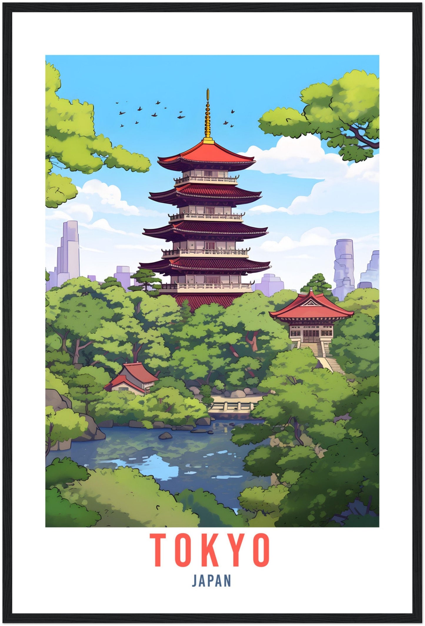 Tokyo Temple Travel Poster Tokyo Wall Hanging Japan Artwork Travel Print Wall Art Tokyo Japan Asia Home Decor Tokyo Gift Travel Art Japan